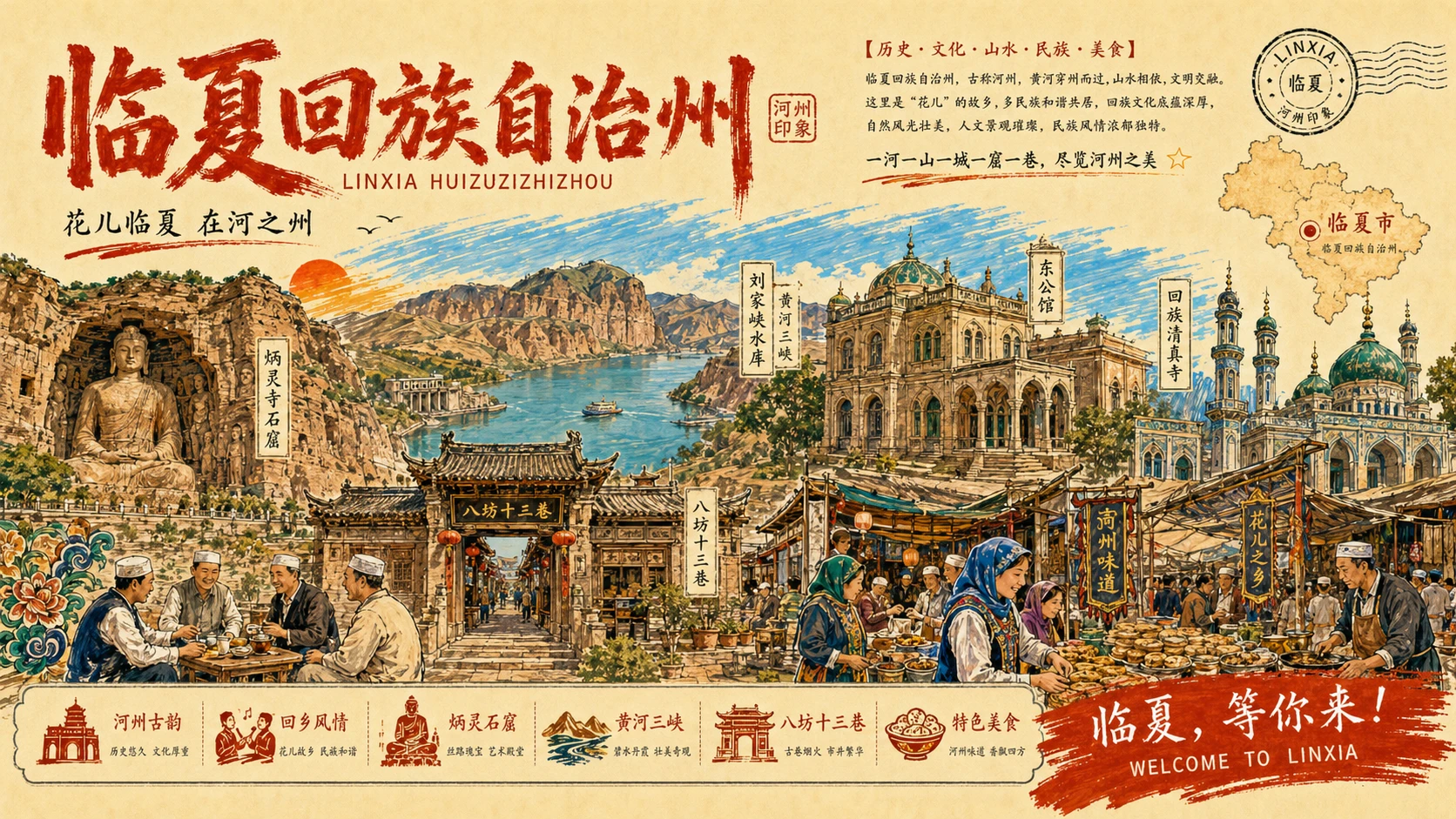 大美西北城市文旅巡礼PPT｜陕西甘肃青海宁夏新疆56页旅行宣传海报式PPT - 预览图9