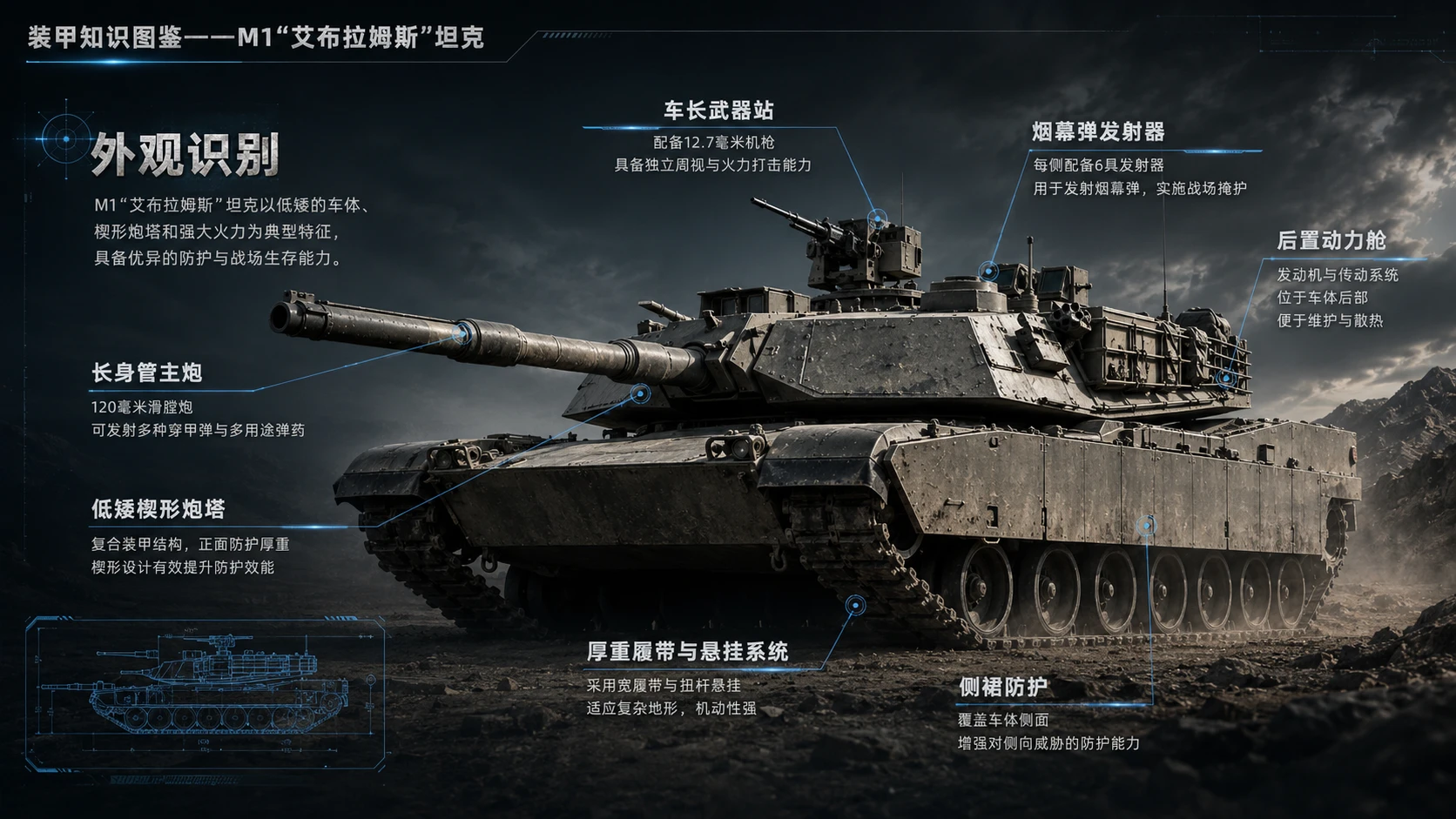 万物知识图鉴系列作品PPT——M1艾布拉姆斯坦克 - 预览图1