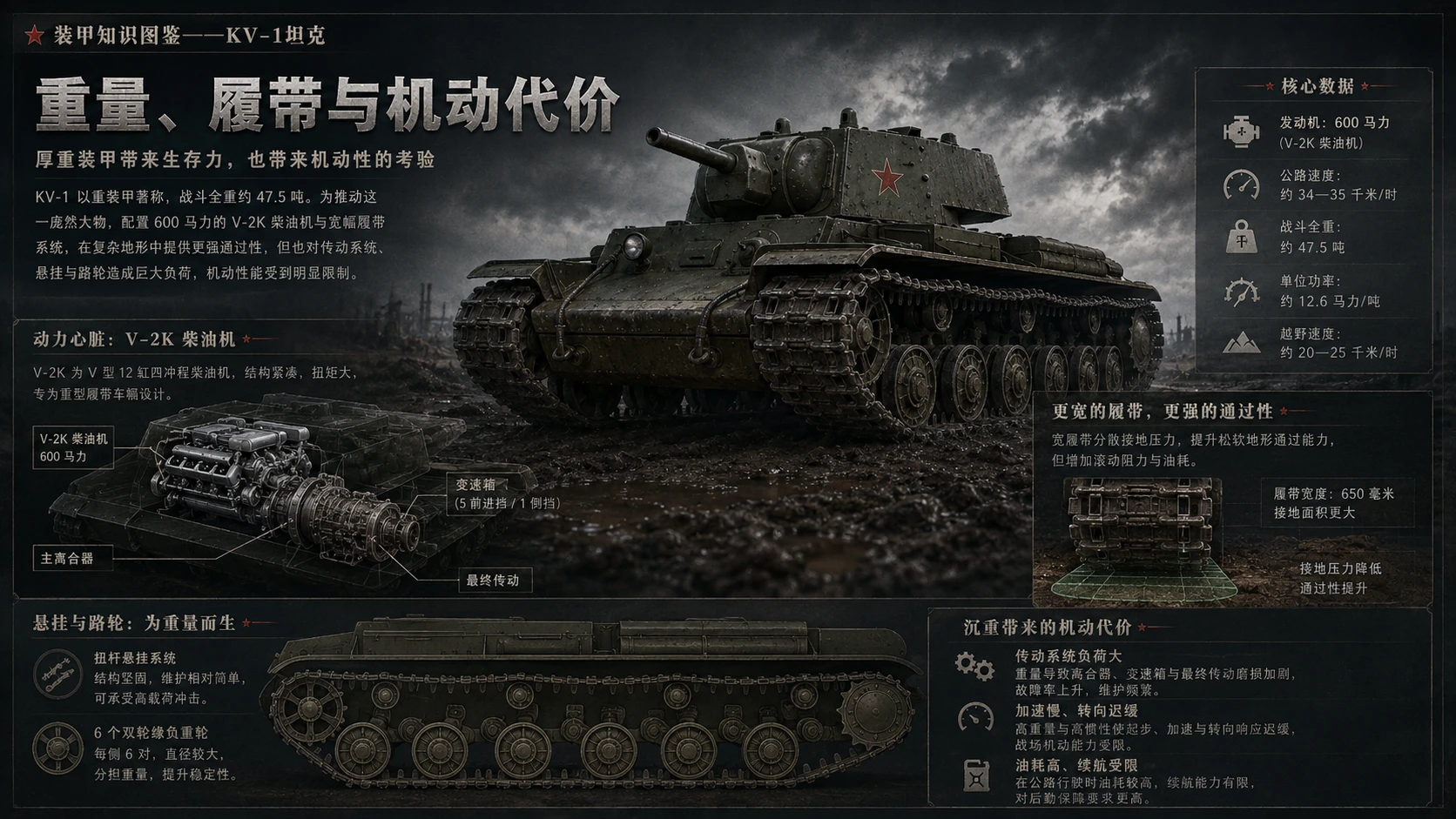 万物知识图鉴系列作品PPT——KV-1坦克 - 预览图5