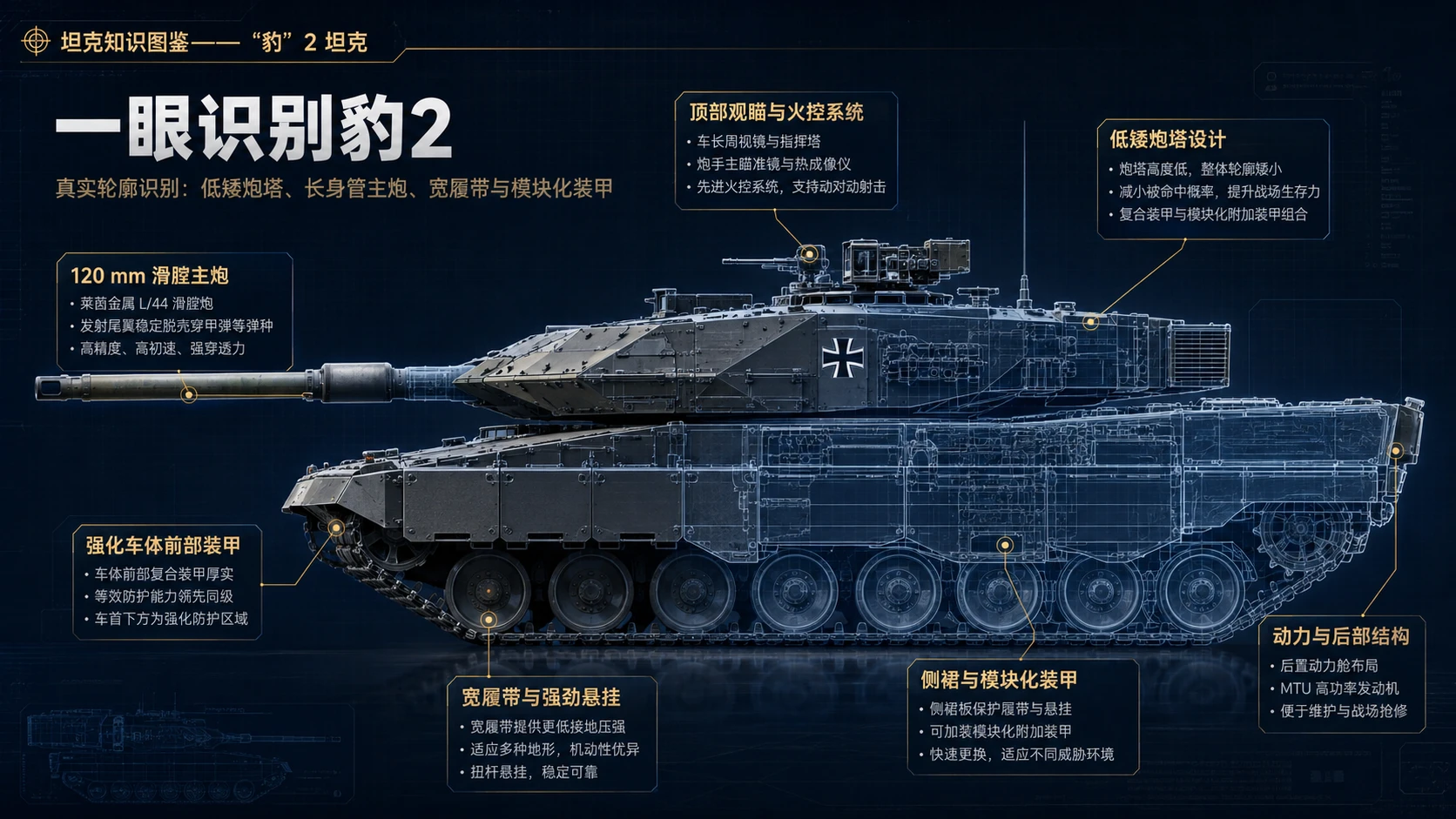 万物知识图鉴系列作品PPT——豹2坦克 - 预览图1