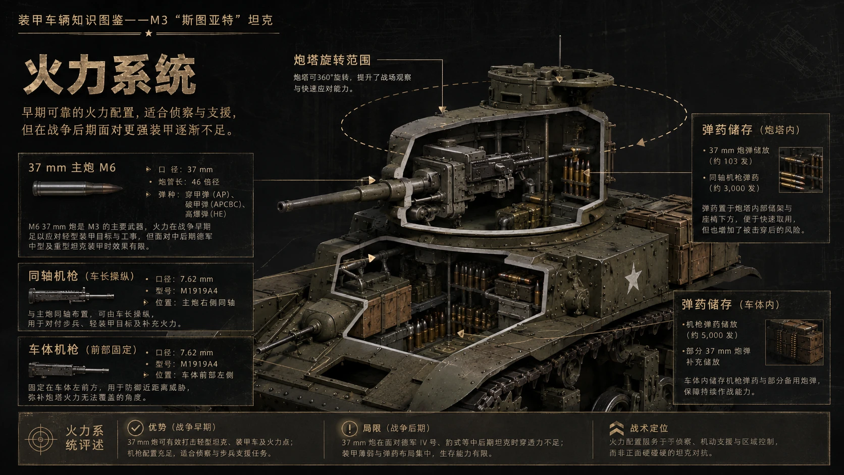 万物知识图鉴系列作品PPT——M3_斯图亚特坦克 - 预览图3