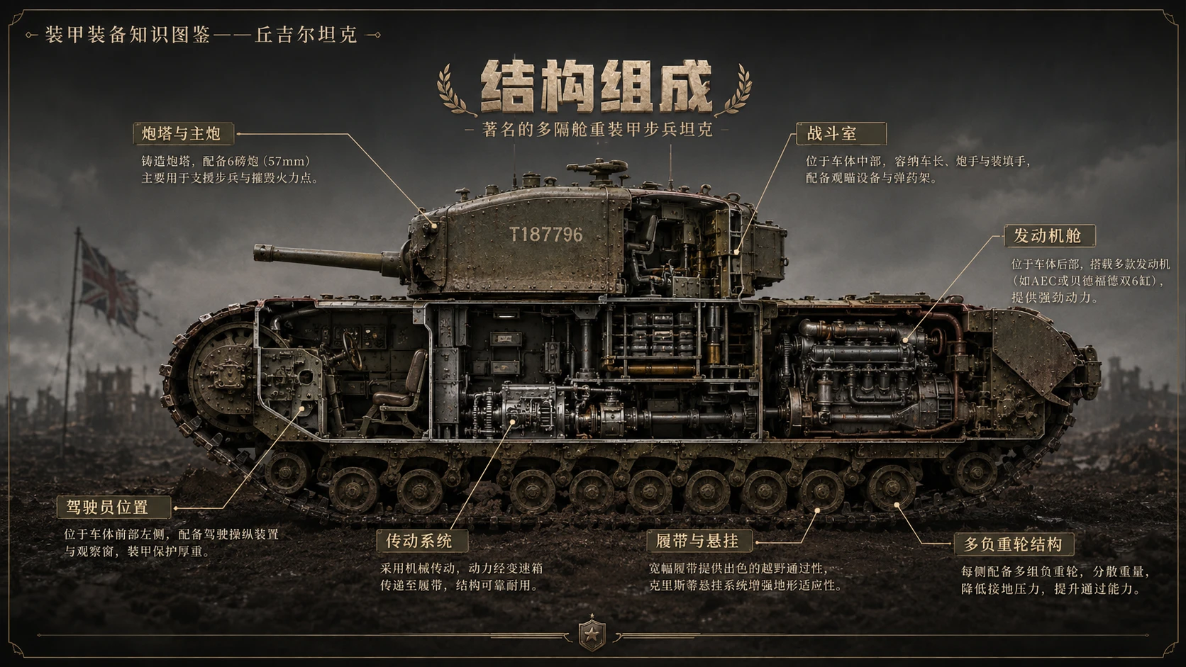 万物知识图鉴系列作品PPT——丘吉尔坦克 - 预览图3