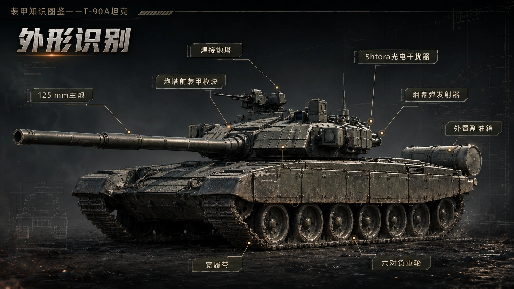 万物知识图鉴系列作品PPT——T-90A坦克 - 预览图1