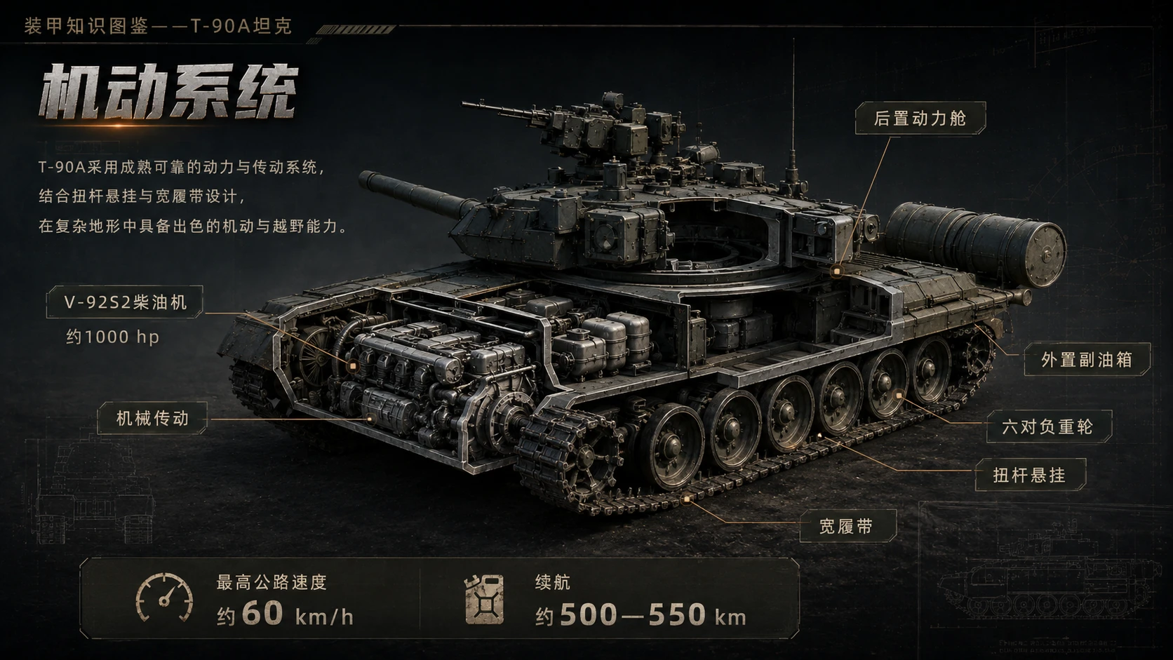 万物知识图鉴系列作品PPT——T-90A坦克 - 预览图5