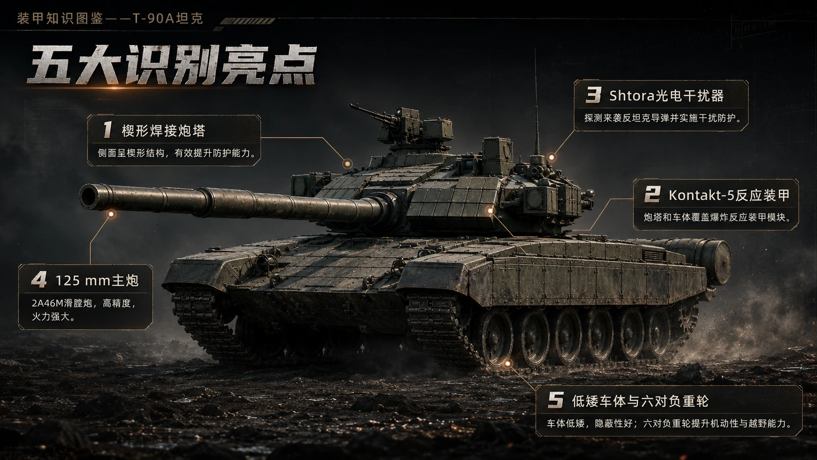 万物知识图鉴系列作品PPT——T-90A坦克 - 预览图8