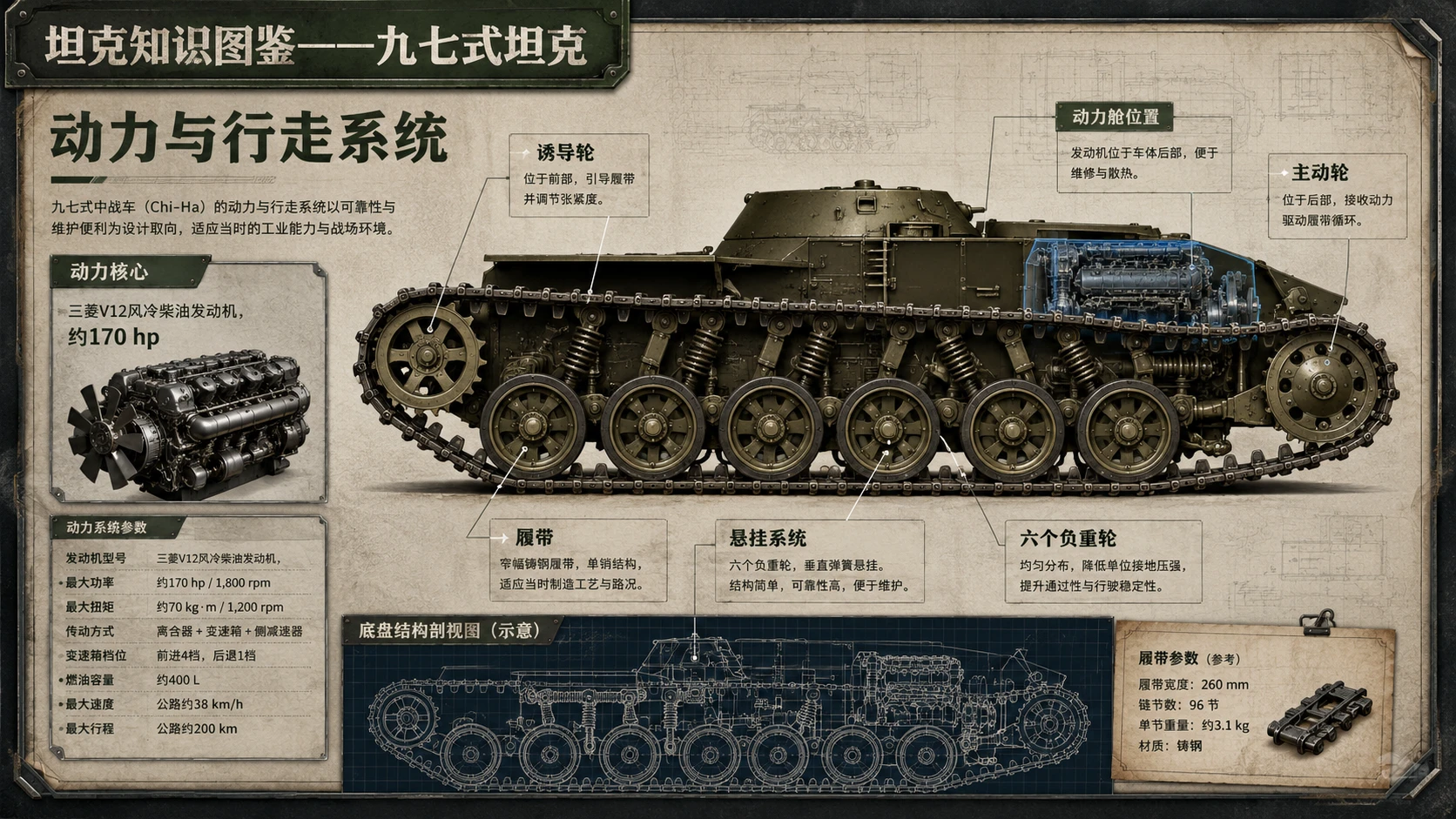 万物知识图鉴系列作品PPT——九七式坦克 - 预览图5