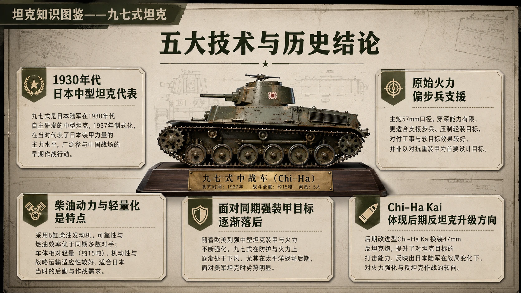 万物知识图鉴系列作品PPT——九七式坦克 - 预览图8