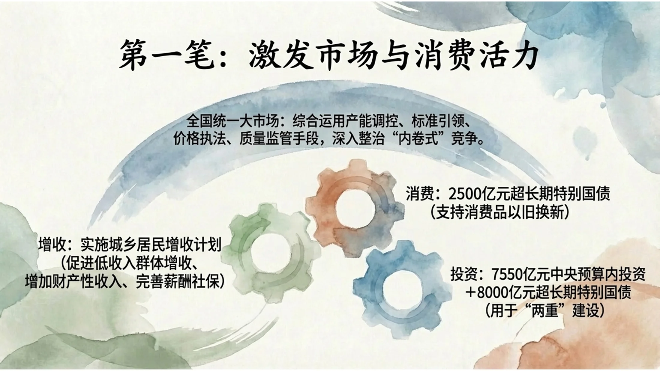 水彩插画风格政府工作报告PPT - 预览图8
