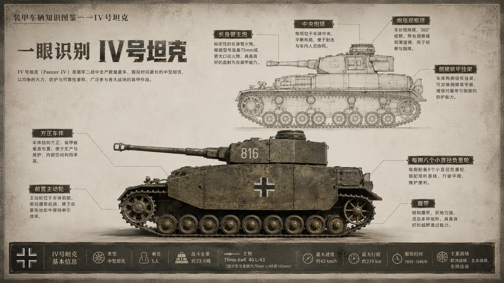万物知识图鉴系列作品PPT——IV号坦克 - 预览图1