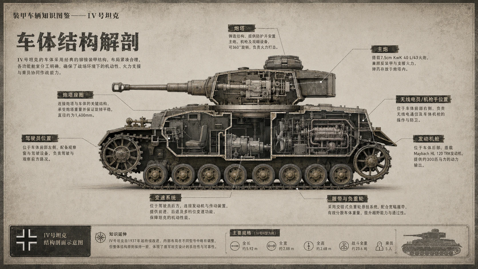 万物知识图鉴系列作品PPT——IV号坦克 - 预览图5