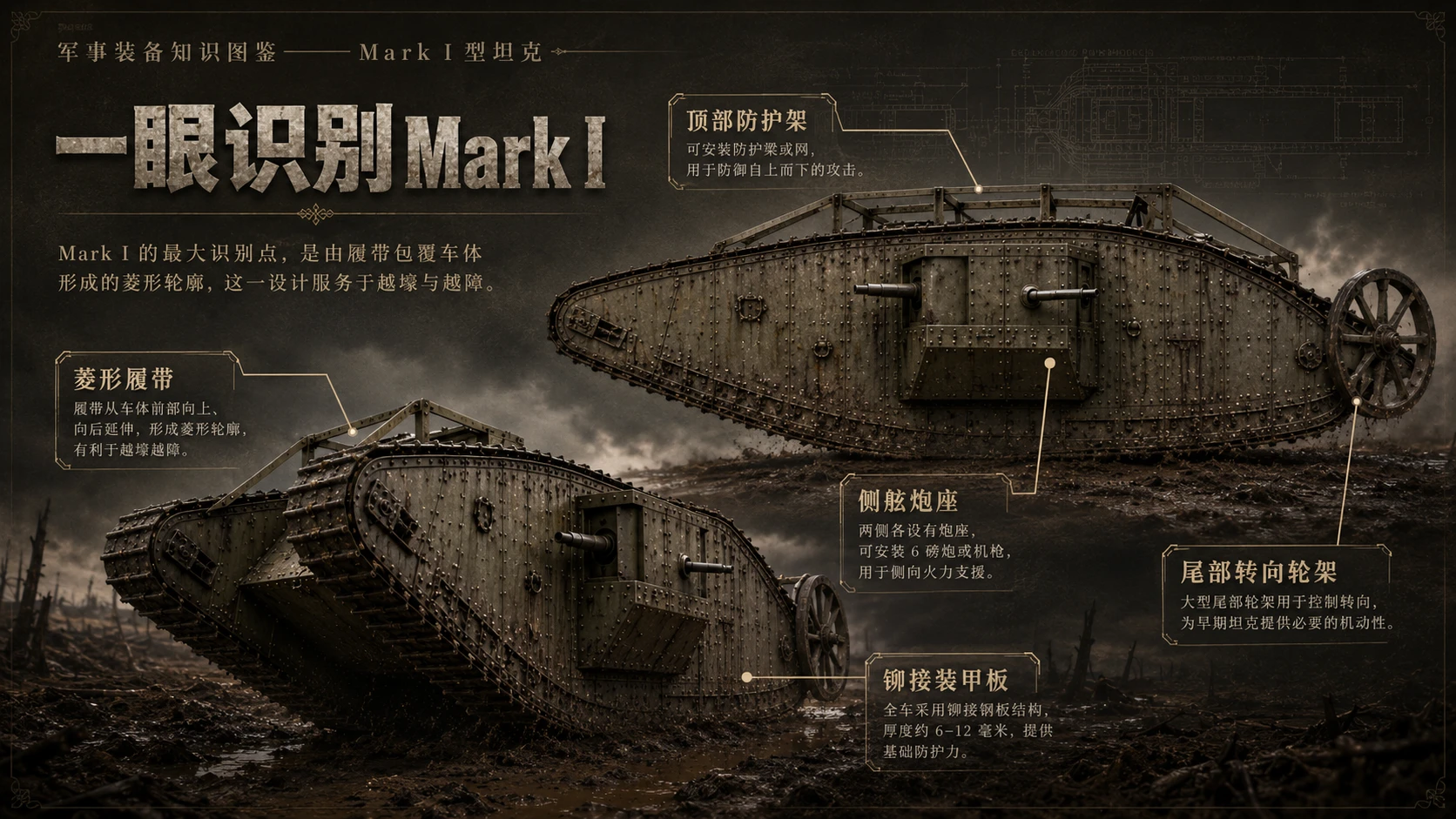 万物知识图鉴系列作品PPT——Mark_I型坦克 - 预览图1