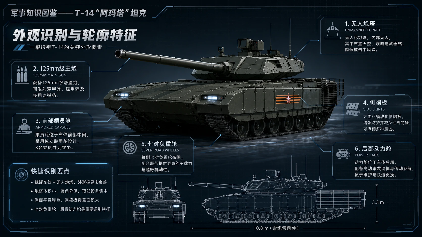万物知识图鉴系列作品PPT——T-14“阿玛塔”坦克 - 预览图1