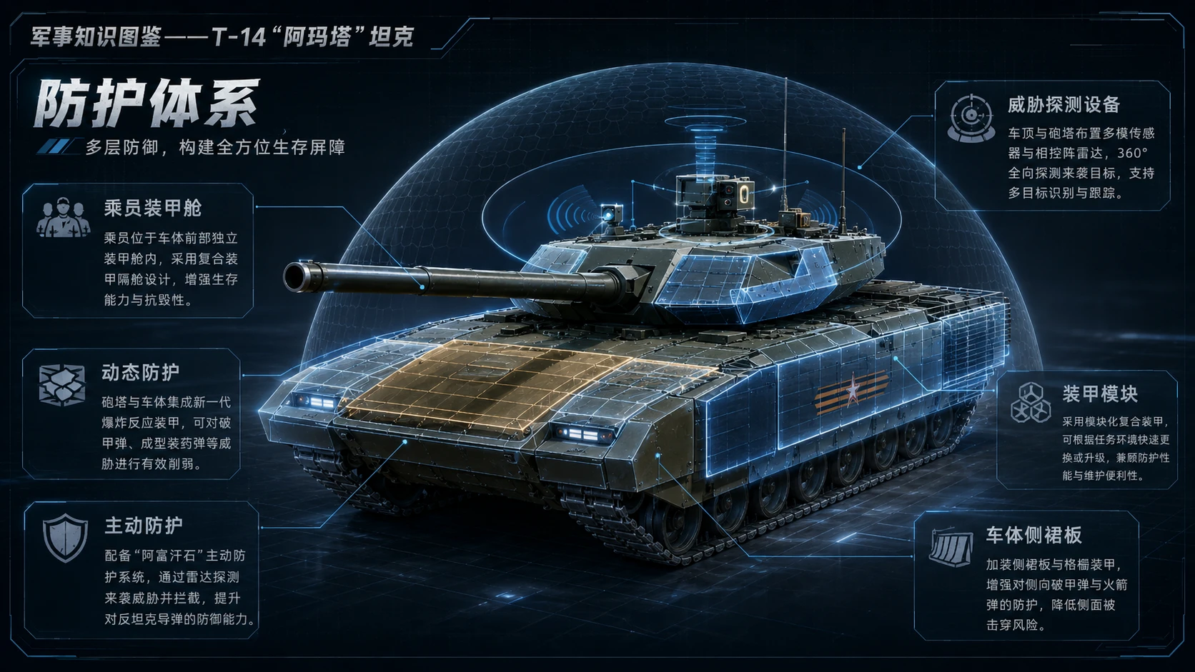 万物知识图鉴系列作品PPT——T-14“阿玛塔”坦克 - 预览图5