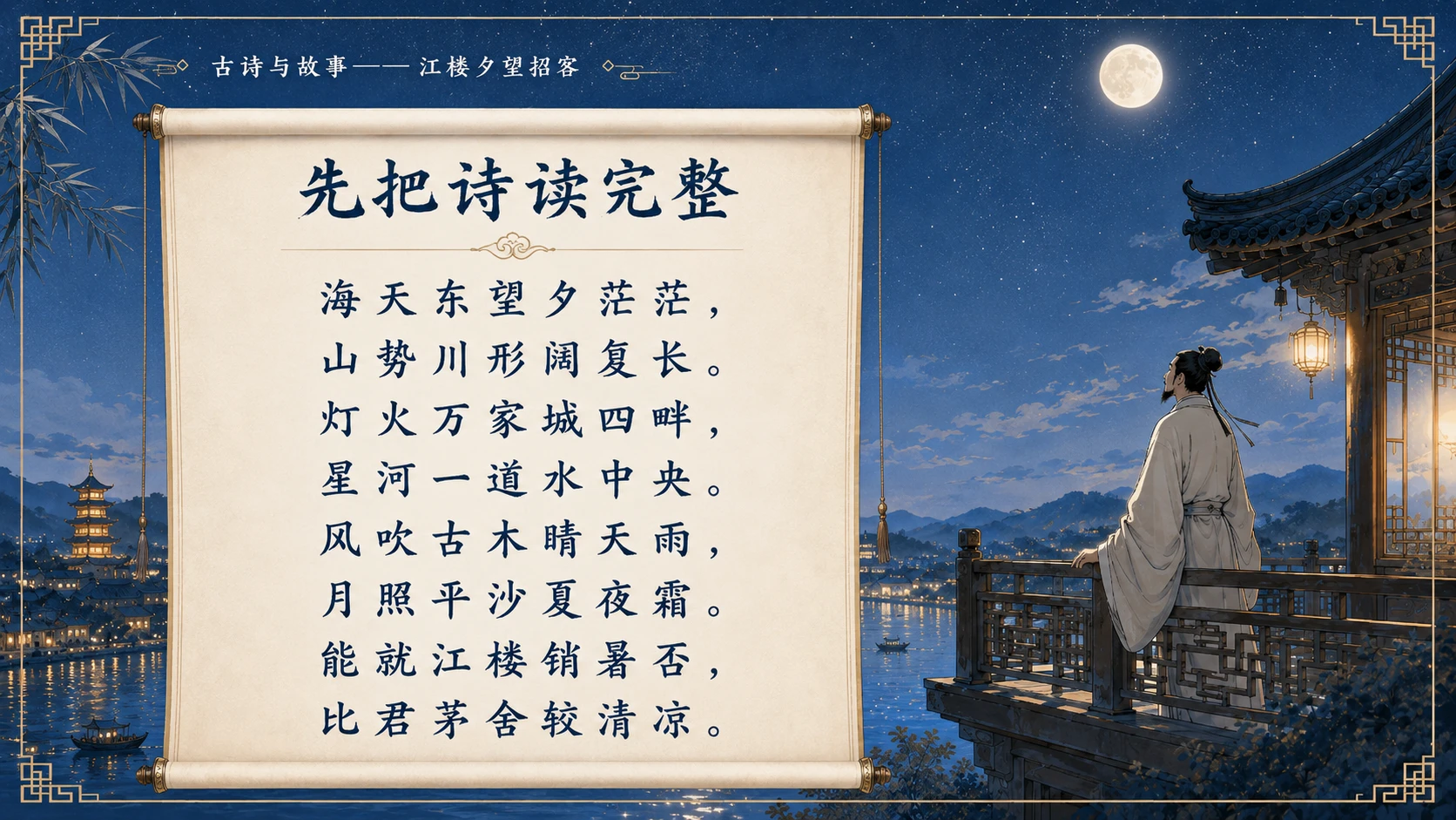 古诗与故事系列作品PPT——江楼夕望招客 - 预览图3