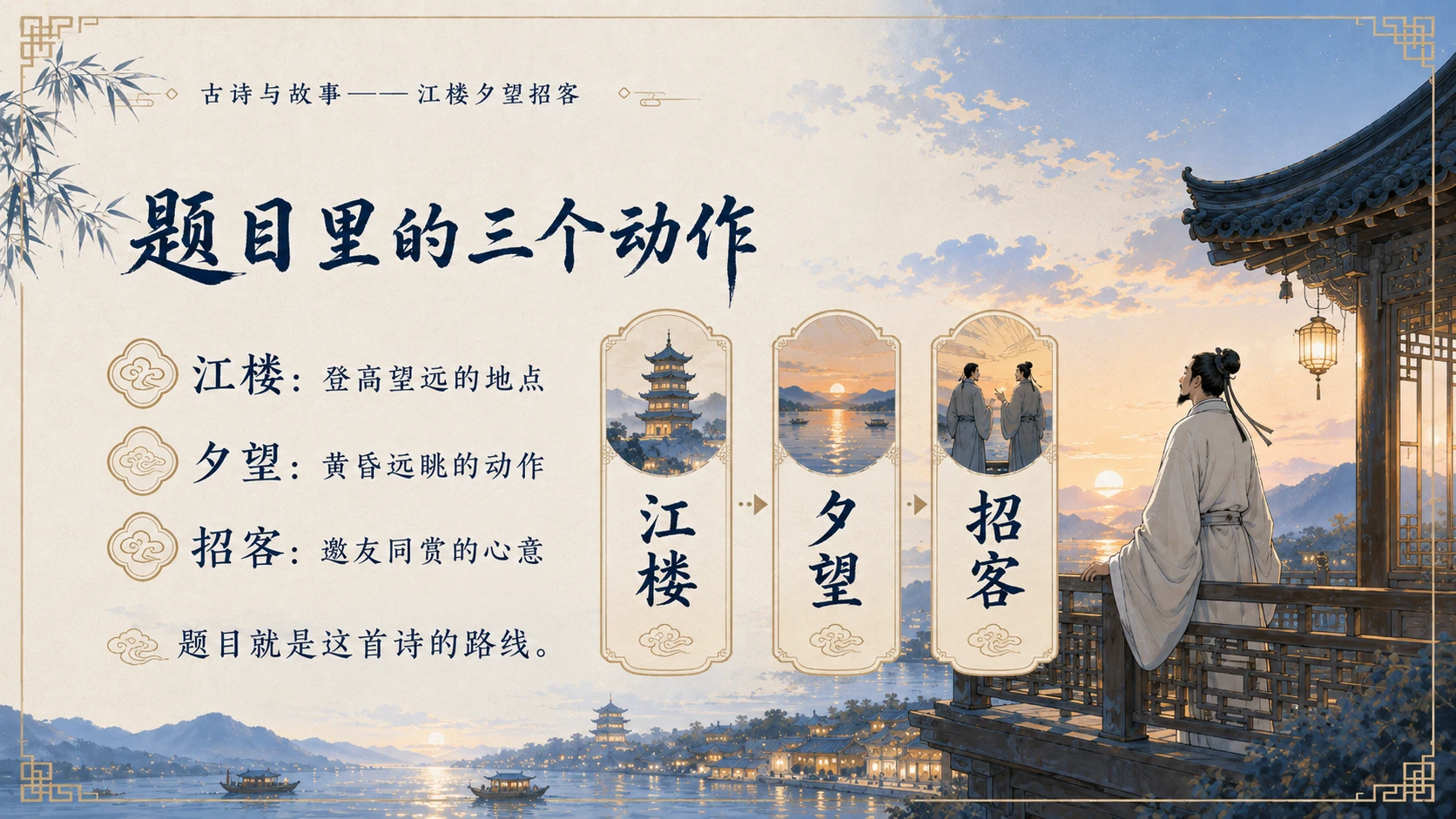 古诗与故事系列作品PPT——江楼夕望招客 - 预览图7