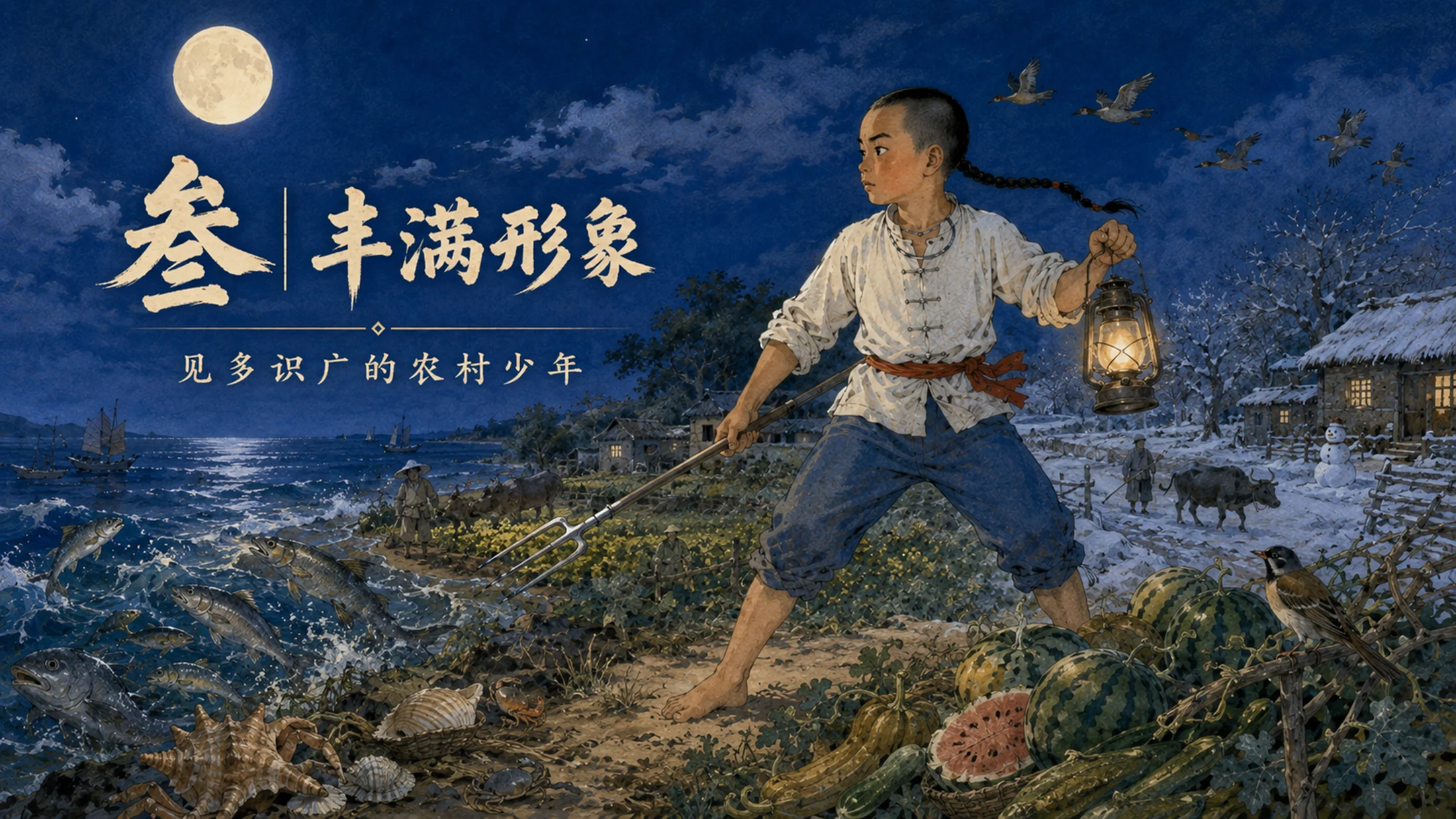 部编版小学语文六年级上册《少年闰土》PPT课件｜鲁迅文学公开课教学模板 - 预览图10