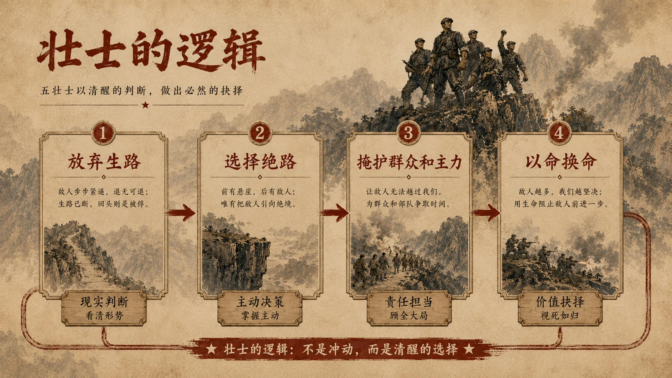 部编版小学语文六年级上册《狼牙山五壮士》PPT课件｜红色英雄史诗公开课模板 - 预览图12