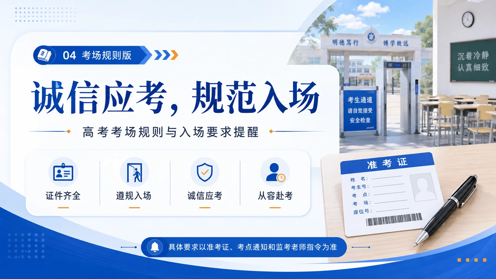 04《诚信应考，规范入场》 高考考场规则提醒PPT - 预览图1