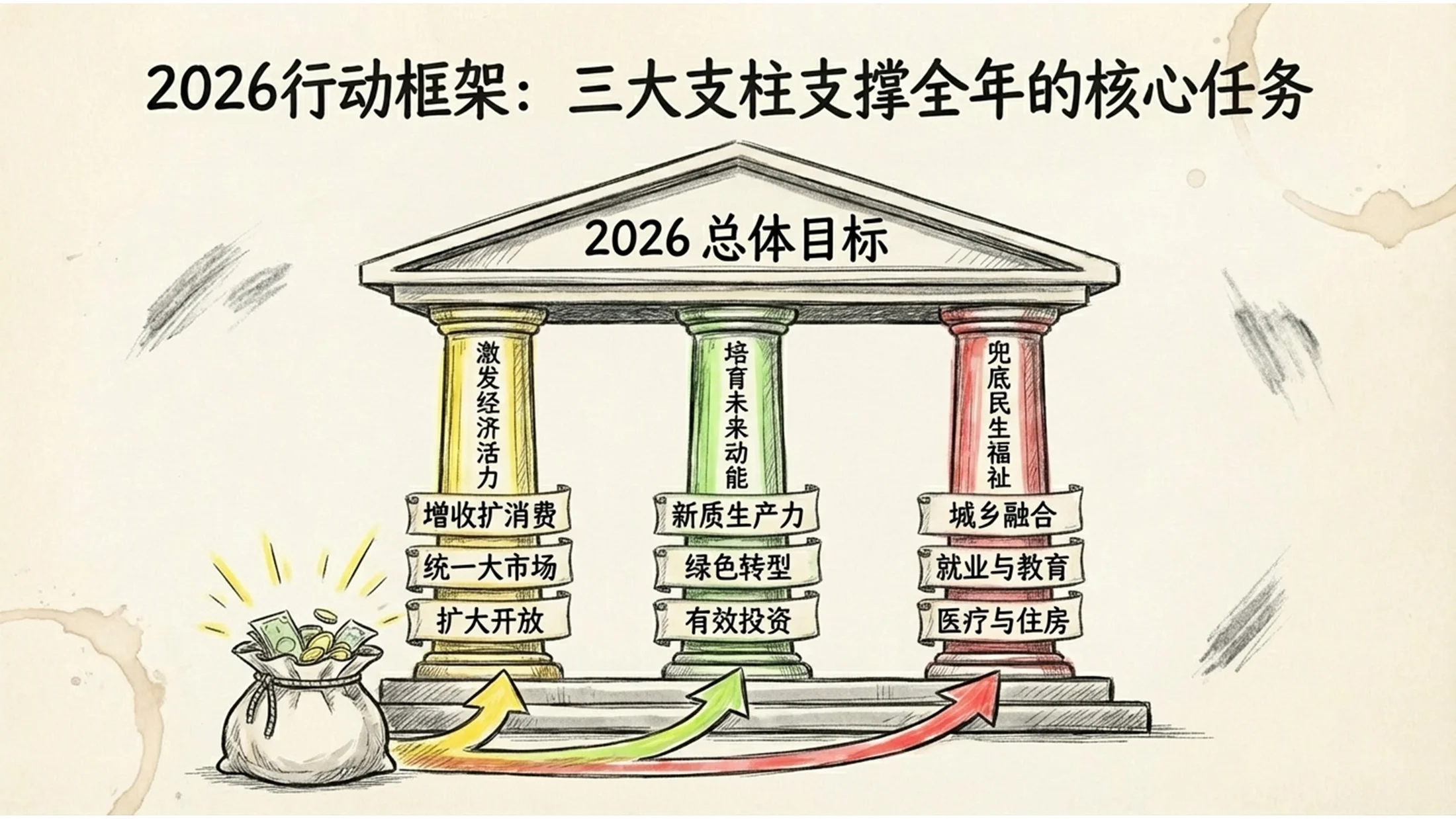 手绘插画风格政府工作报告PPT - 预览图4