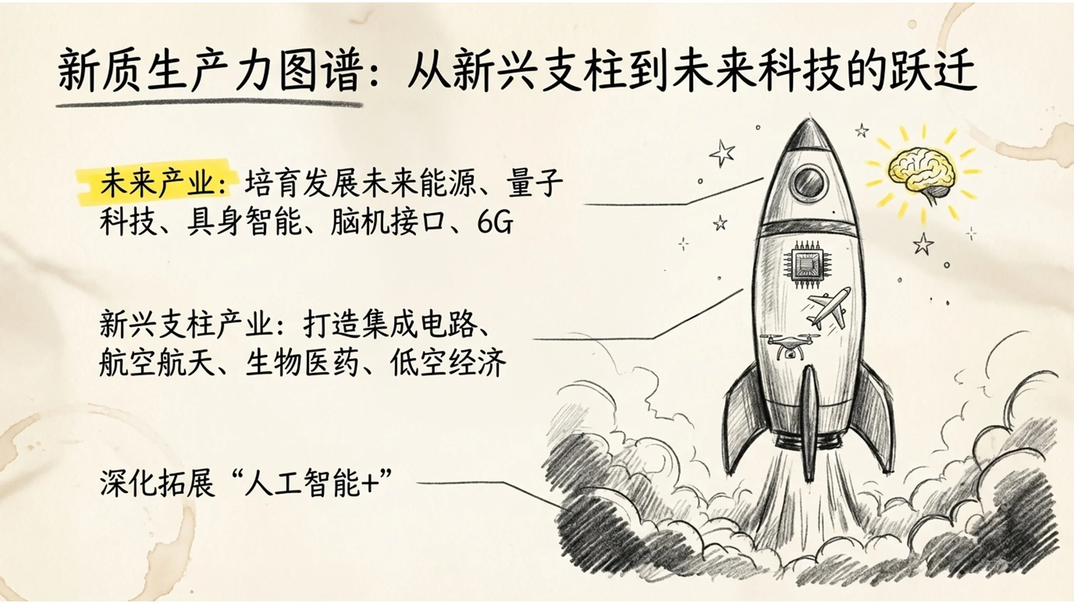 手绘插画风格政府工作报告PPT - 预览图6