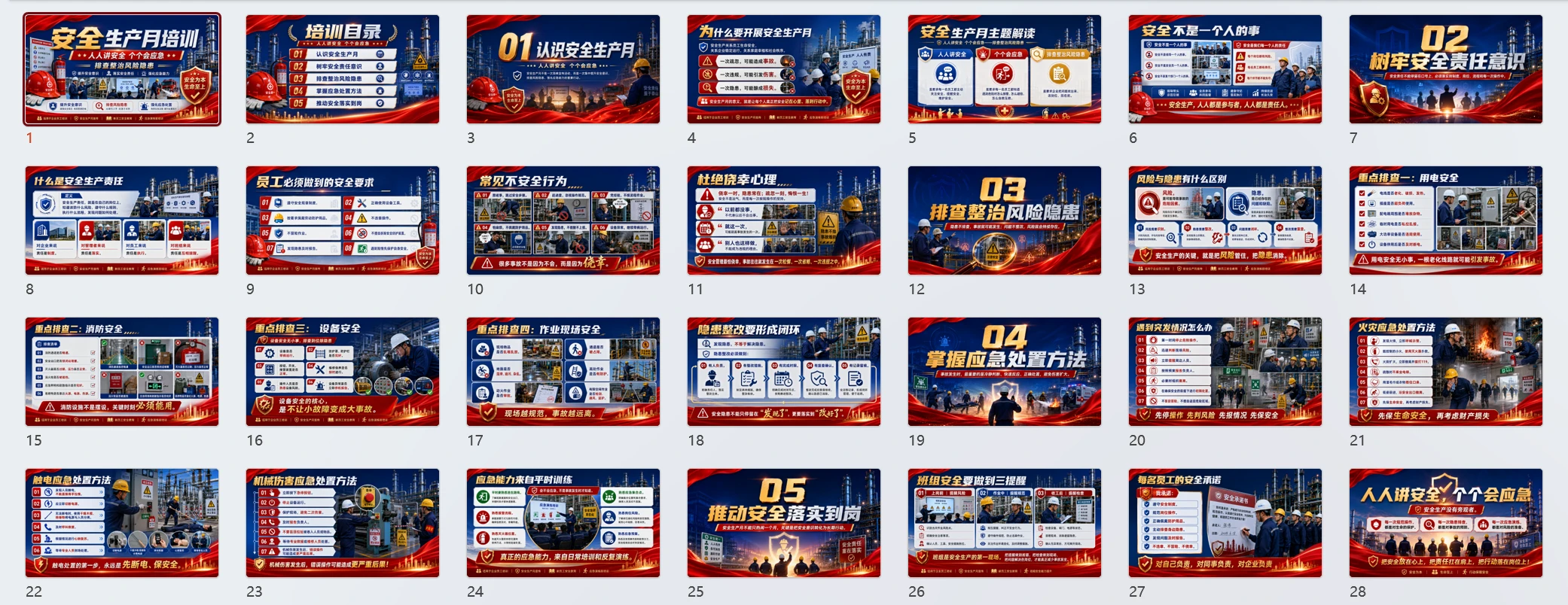安全生产月培训PPT课件｜人人讲安全个个会应急｜企业安全教育模板 - 预览图1