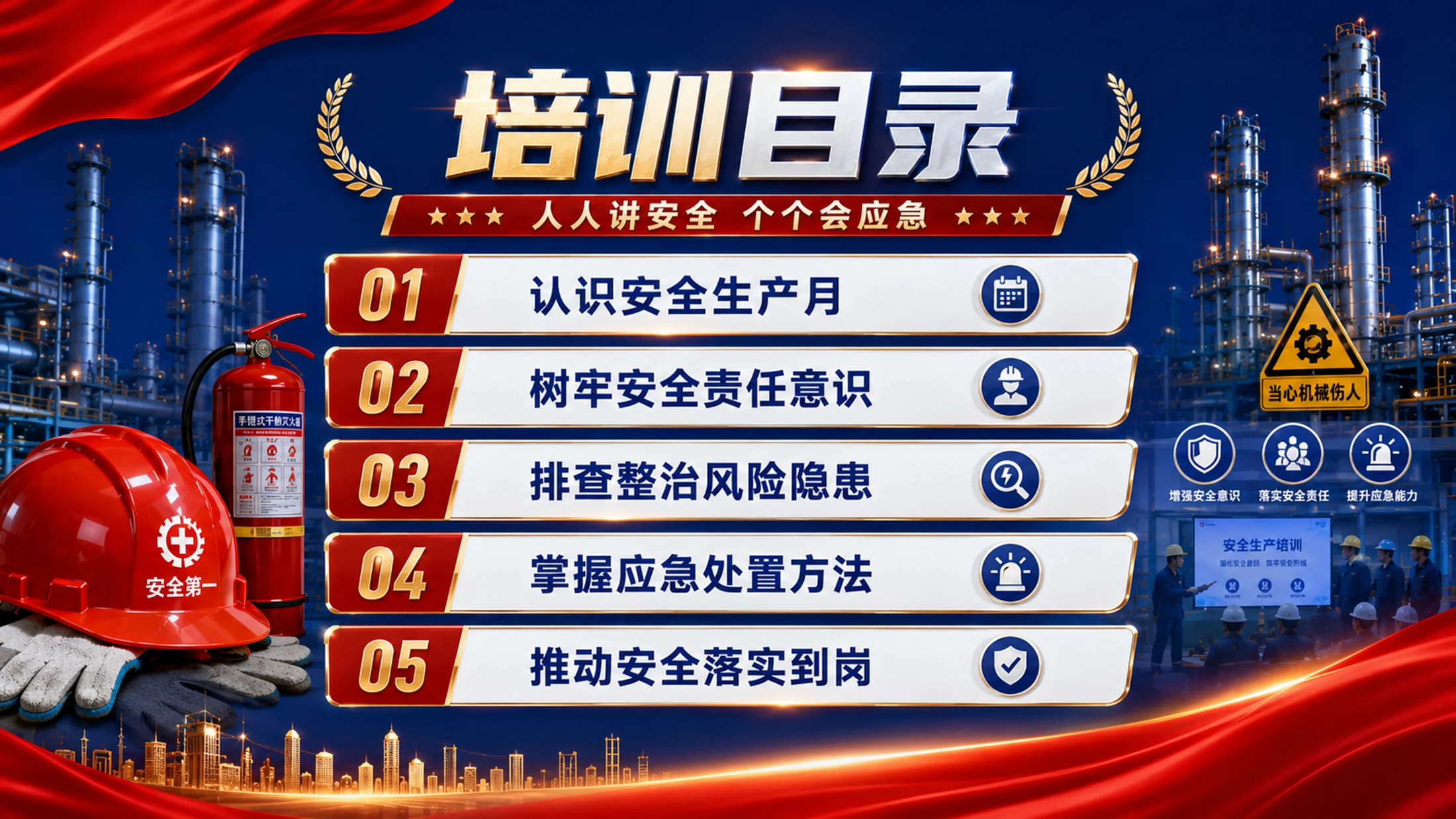 安全生产月培训PPT课件｜人人讲安全个个会应急｜企业安全教育模板 - 预览图2