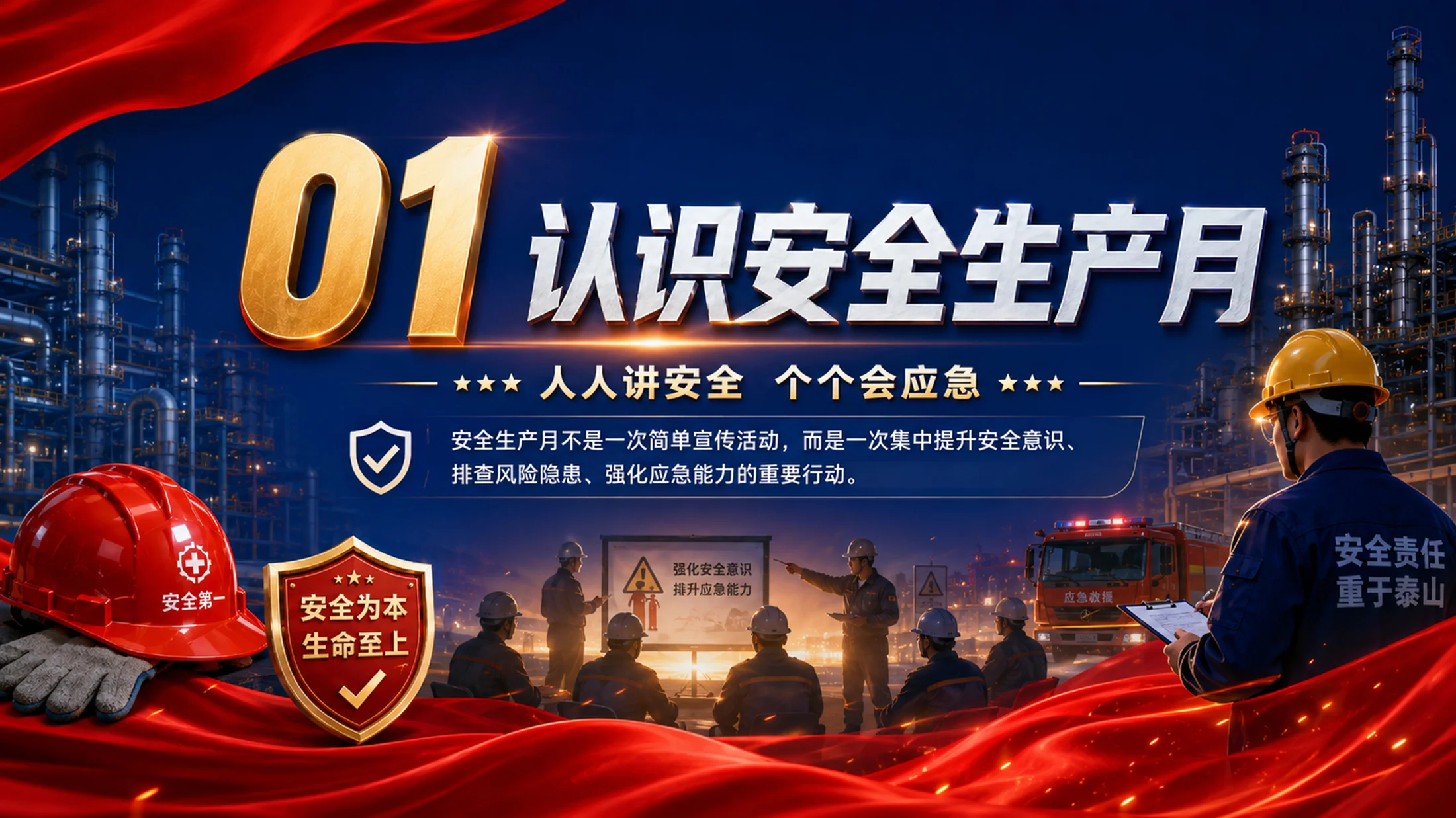 安全生产月培训PPT课件｜人人讲安全个个会应急｜企业安全教育模板 - 预览图3
