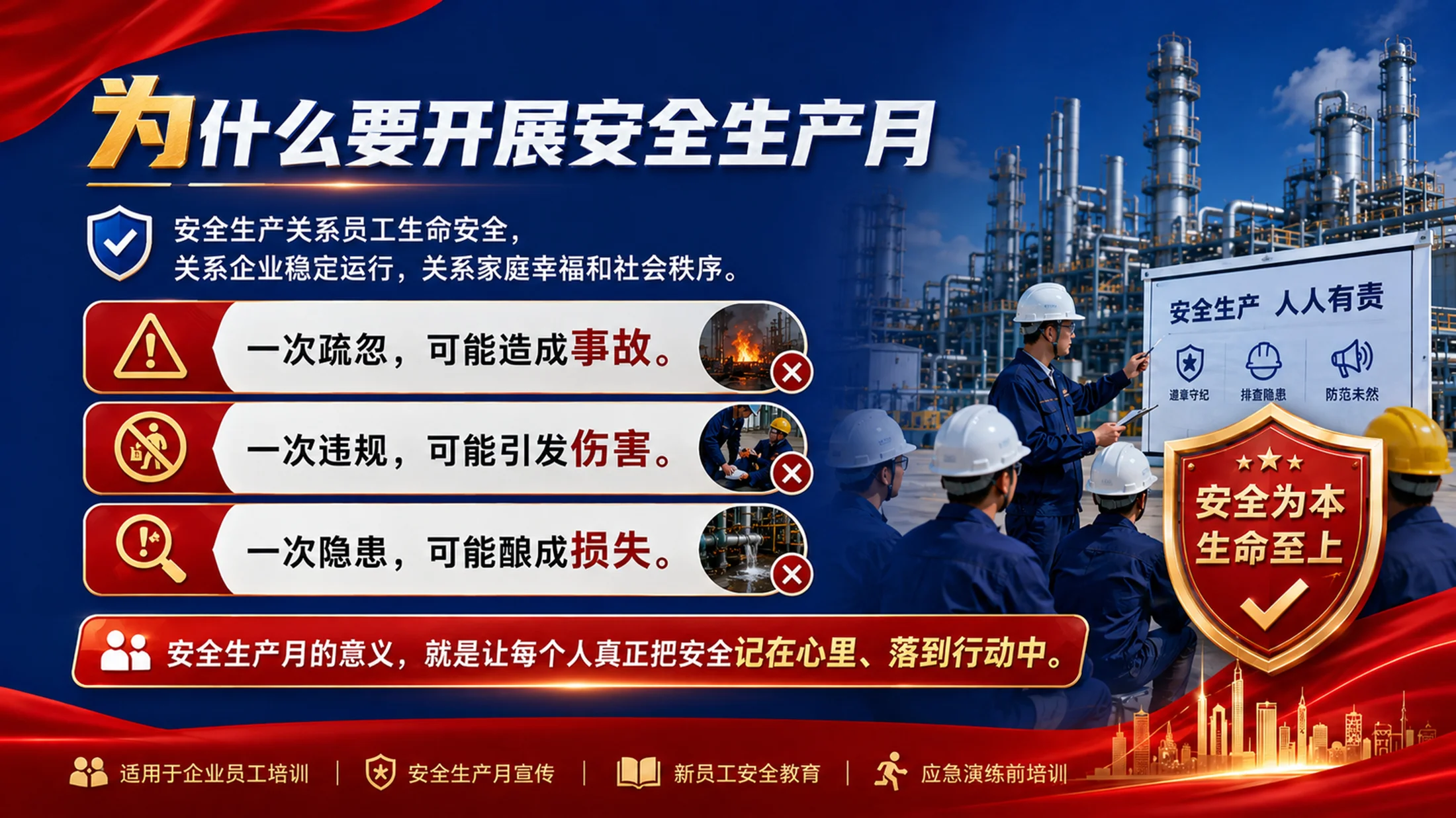 安全生产月培训PPT课件｜人人讲安全个个会应急｜企业安全教育模板 - 预览图4