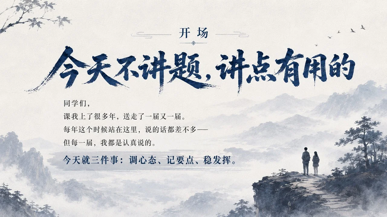 高考考场实用策略班会课：愿你落笔无悔 收剑从容PPT - 预览图1