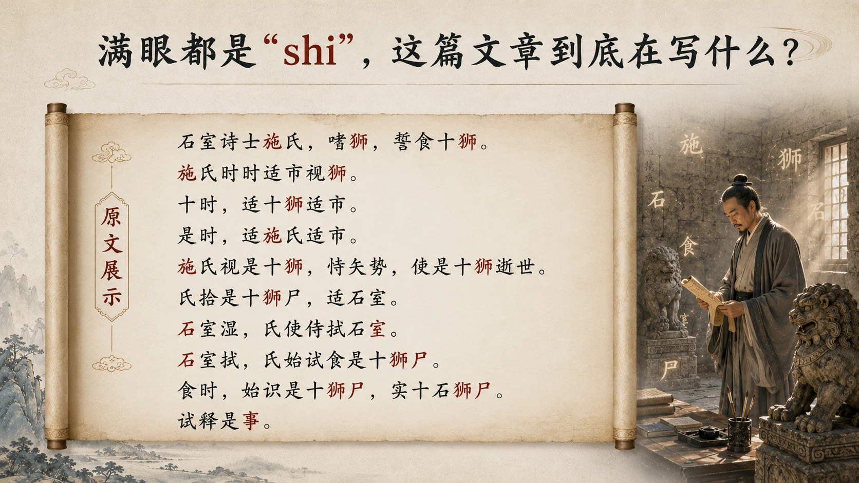 【汉语言学】施氏食狮史PPT - 预览图3