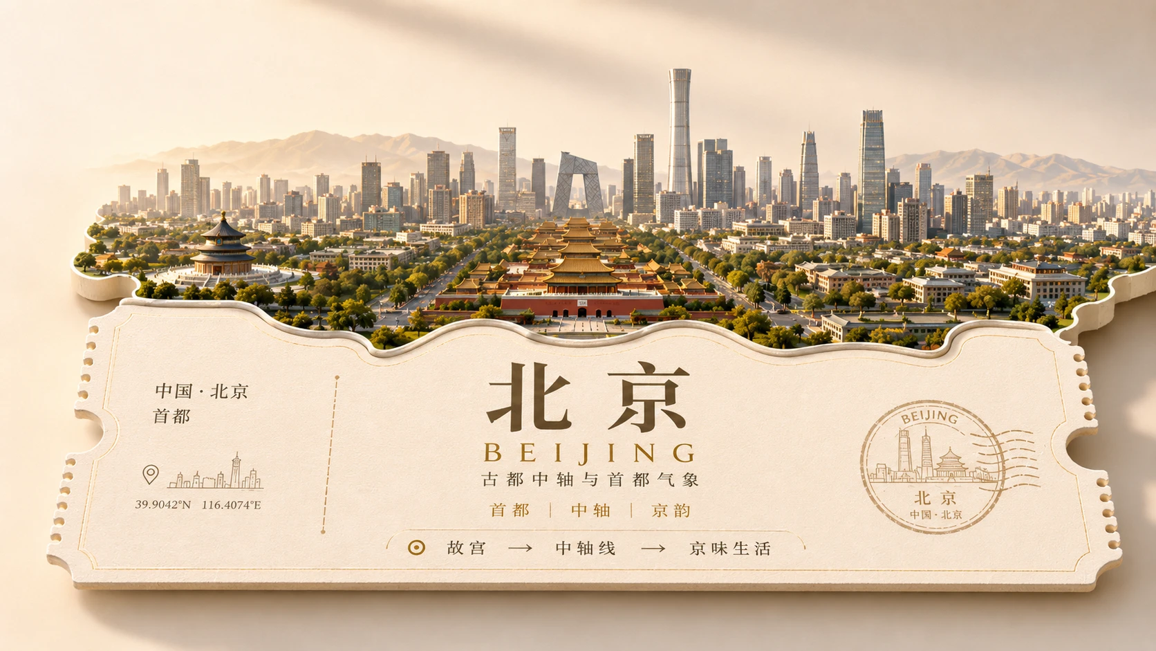 一城一券｜中国最值得旅行的100座城市PPT主视觉 - 预览图1