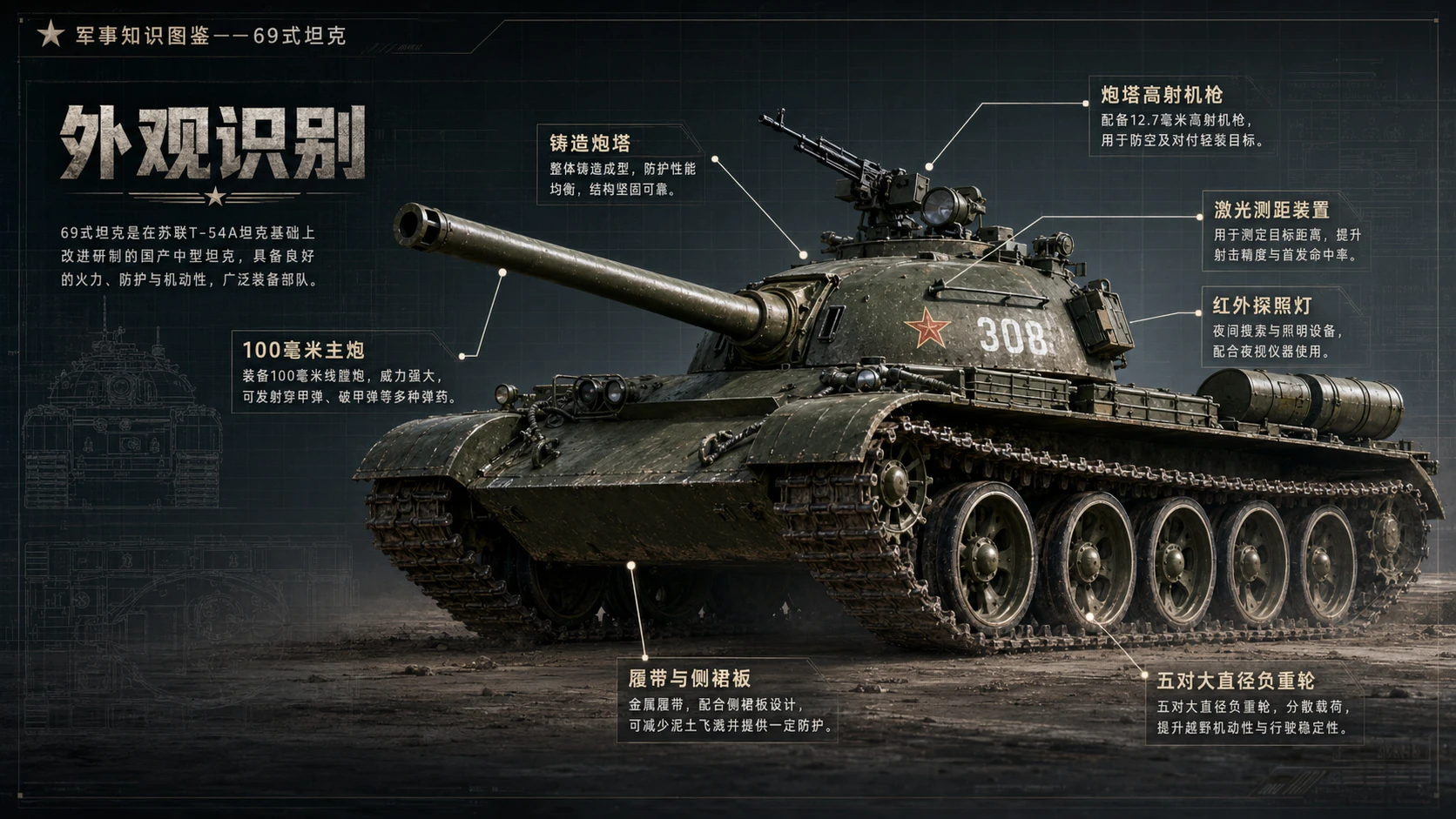 万物知识图鉴系列作品PPT——69式坦克 - 预览图2