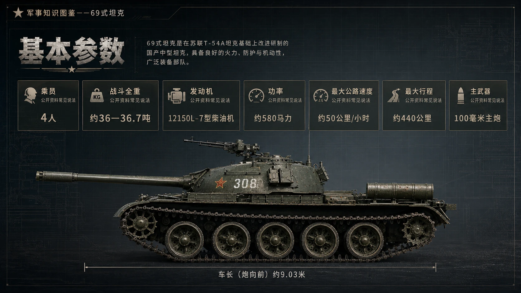 万物知识图鉴系列作品PPT——69式坦克 - 预览图3