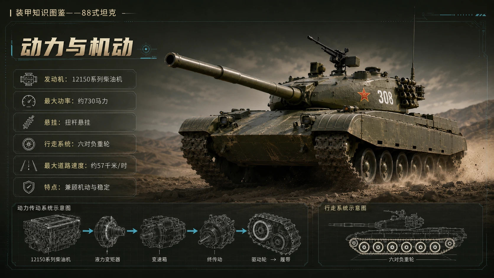 万物知识图鉴系列作品PPT——88式坦克 - 预览图8