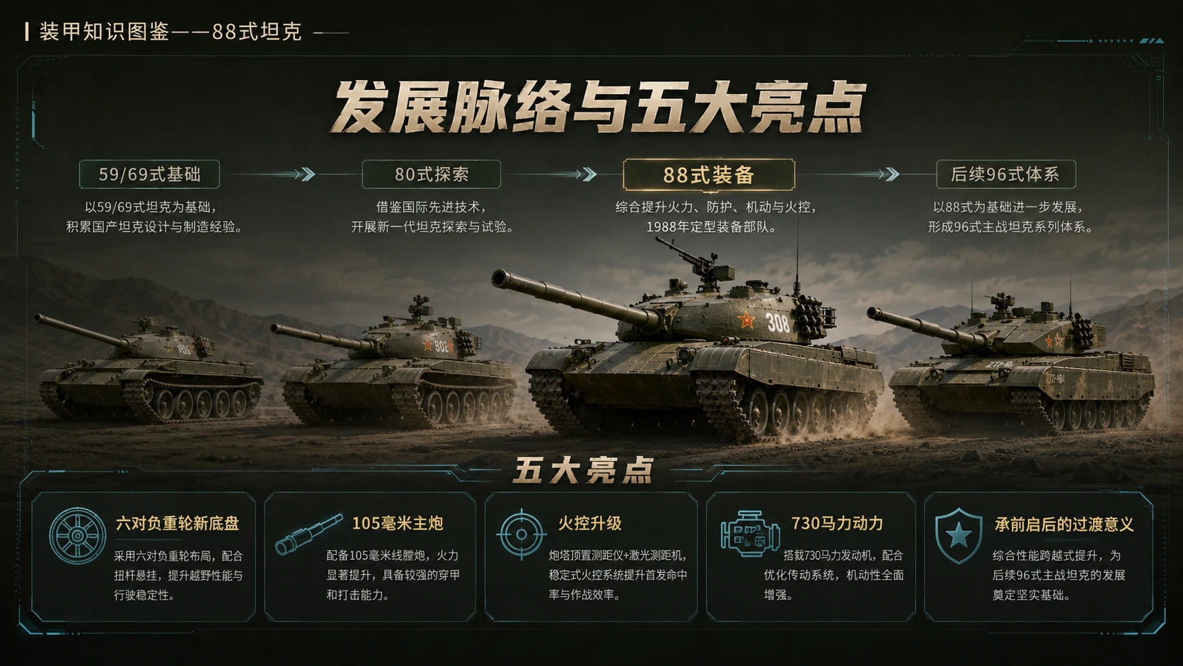万物知识图鉴系列作品PPT——88式坦克 - 预览图9