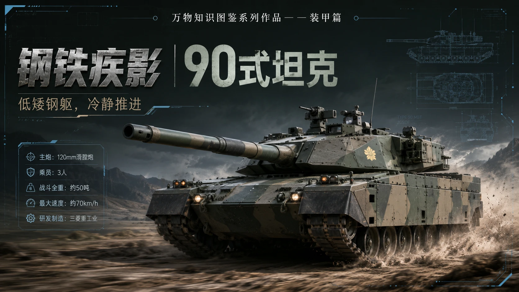 万物知识图鉴系列作品PPT——90式坦克 - 预览图1