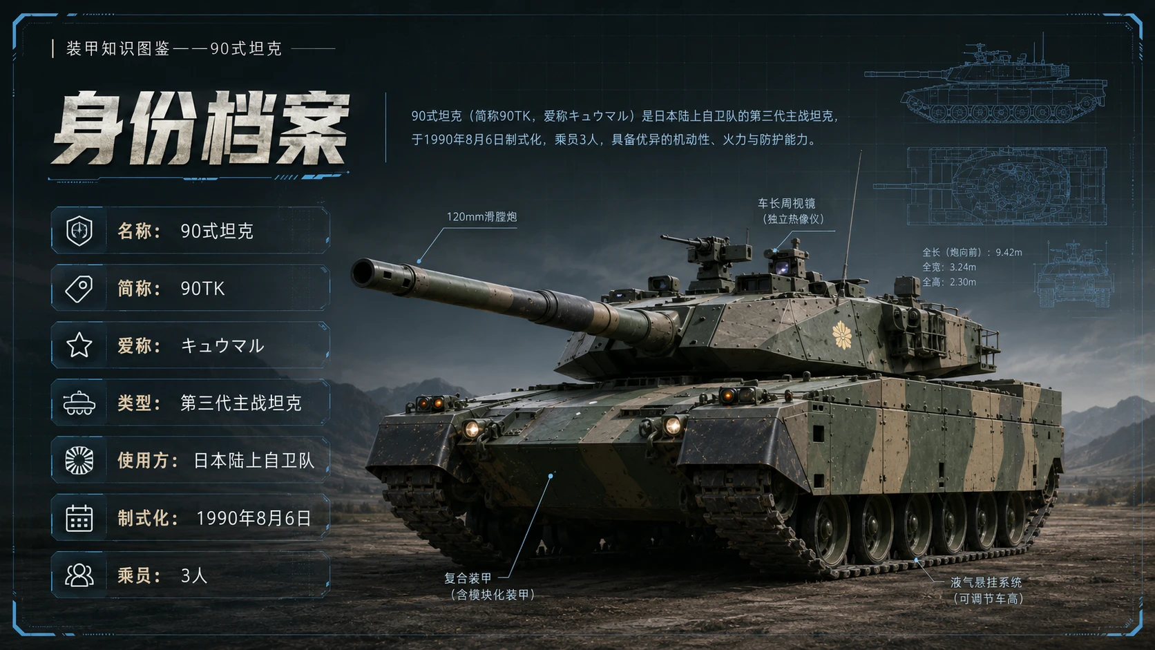 万物知识图鉴系列作品PPT——90式坦克 - 预览图2