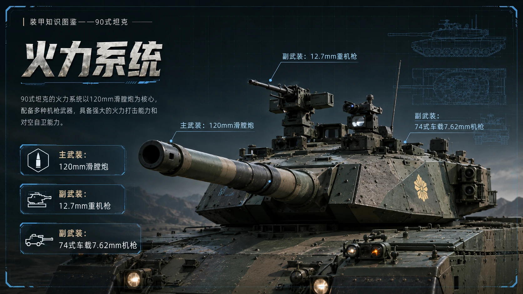 万物知识图鉴系列作品PPT——90式坦克 - 预览图4