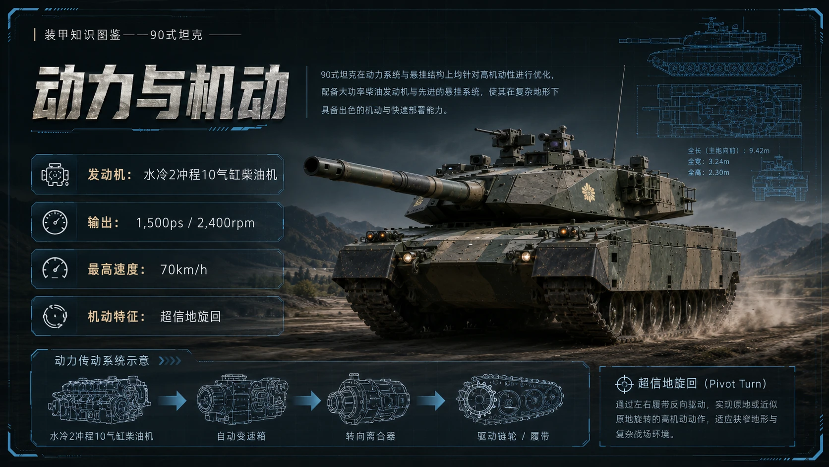 万物知识图鉴系列作品PPT——90式坦克 - 预览图5
