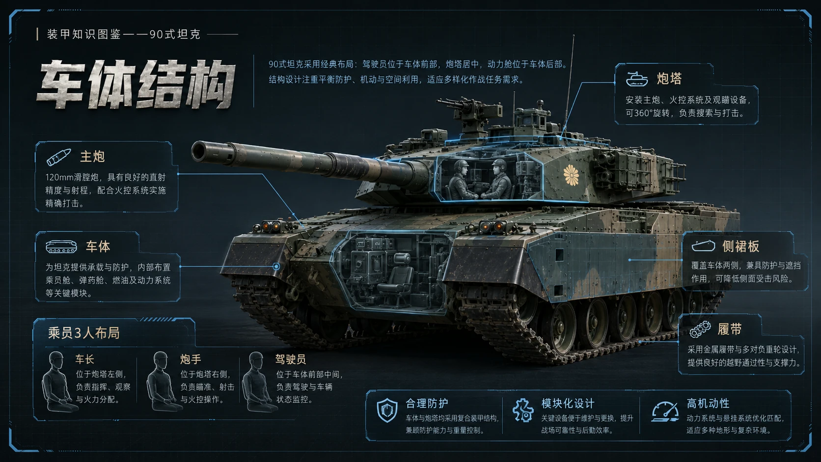 万物知识图鉴系列作品PPT——90式坦克 - 预览图6