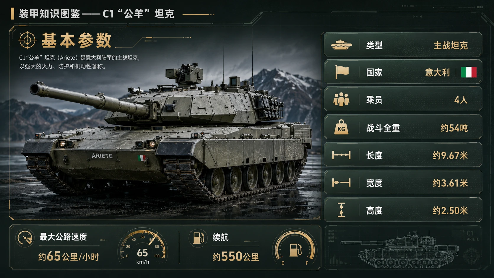 万物知识图鉴系列作品PPT——C1公羊坦克 - 预览图3