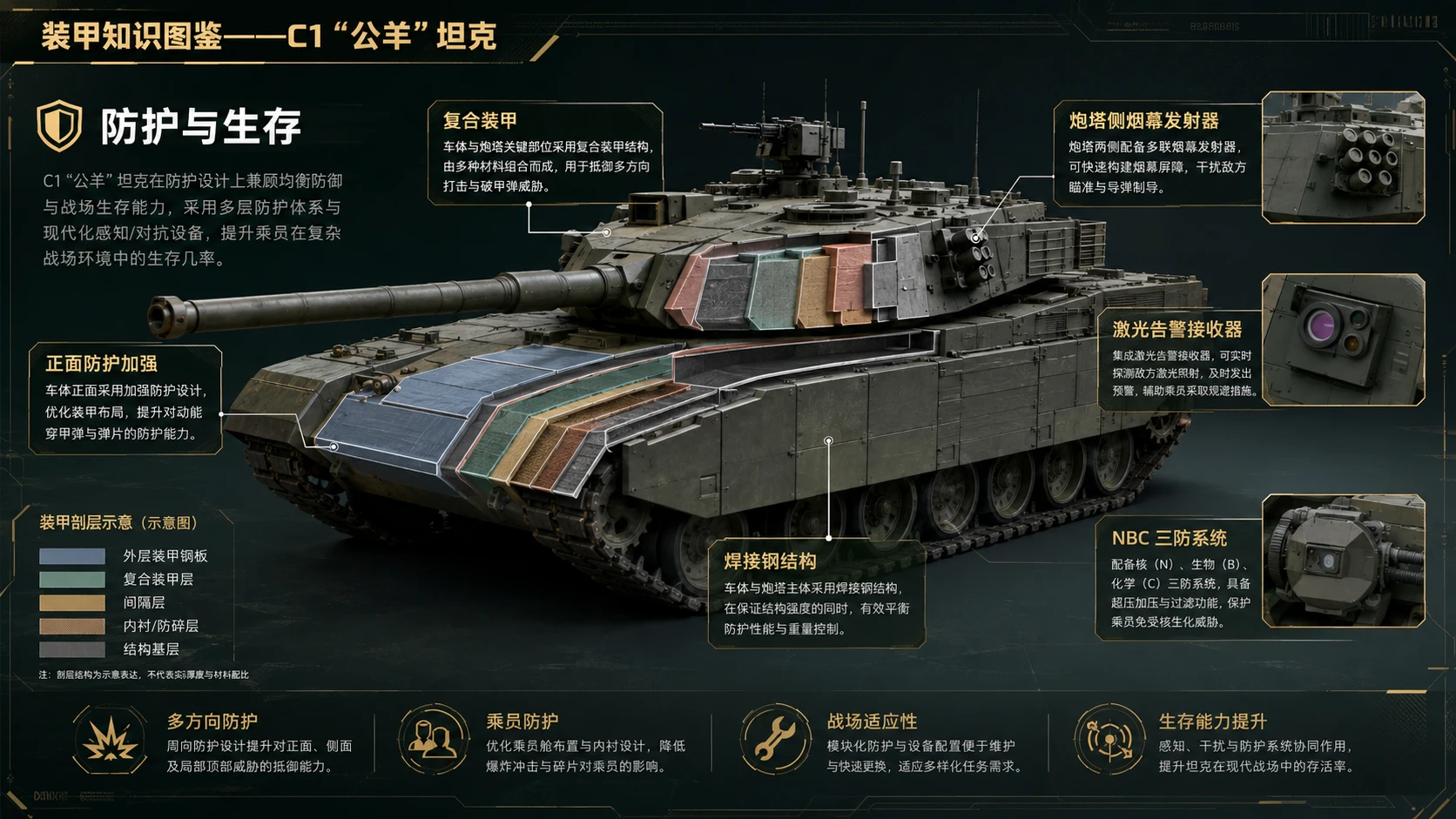 万物知识图鉴系列作品PPT——C1公羊坦克 - 预览图7