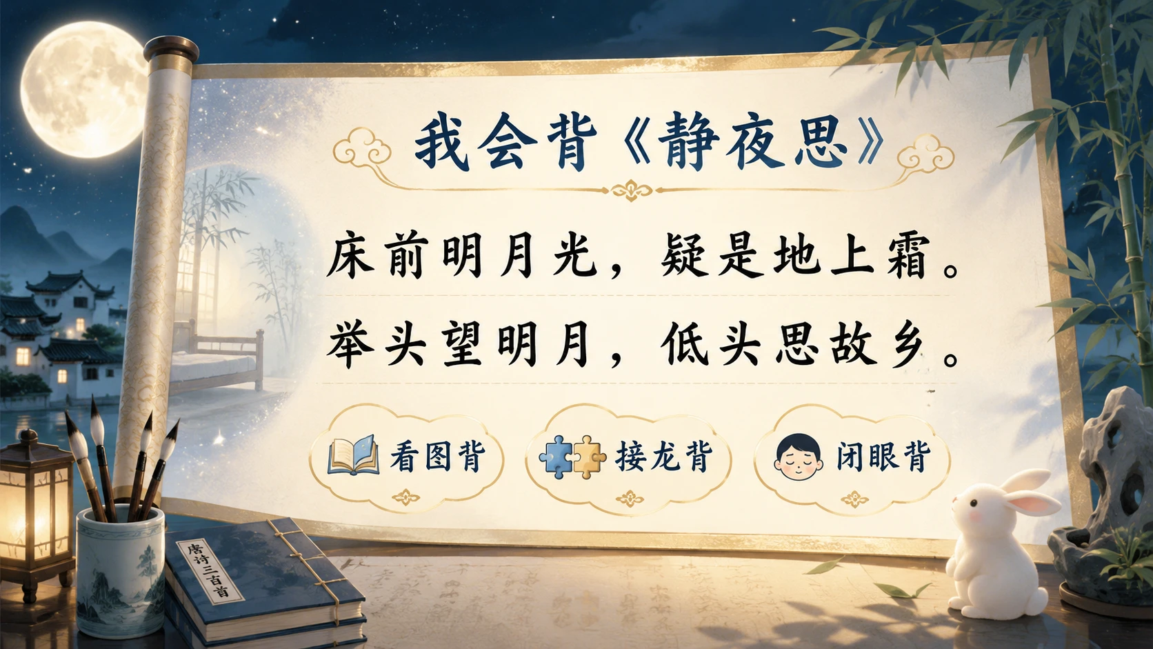 小学古诗课堂系列课件PPT【完整课件包】——静夜思 - 预览图9