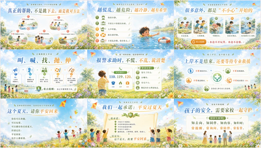 乡村学生夏季防溺水安全教育主题班会PPT课件 - 预览图15