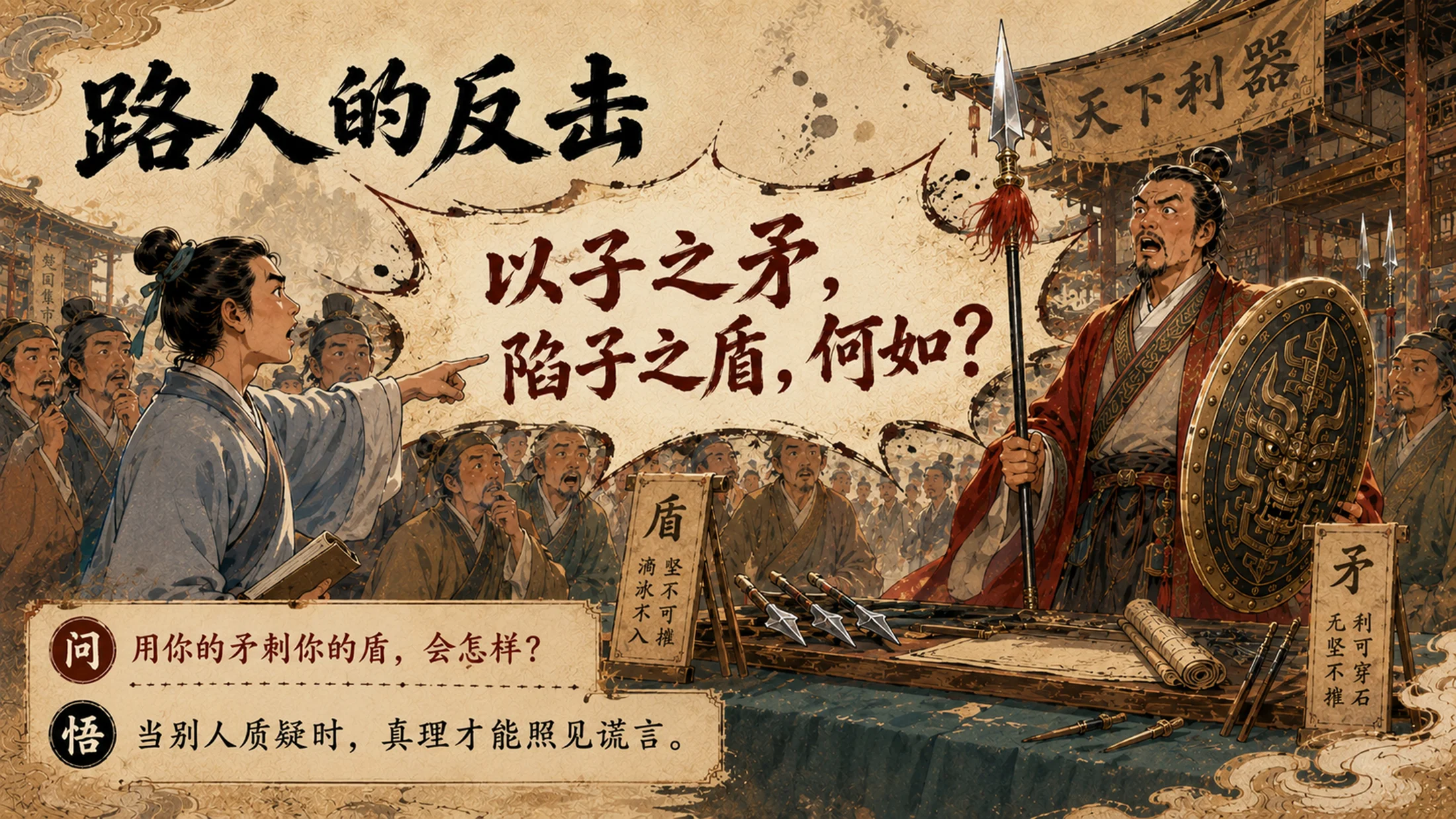 部编版小学语文五年级下册《自相矛盾》PPT课件｜古风寓言文言文公开课模板 - 预览图13