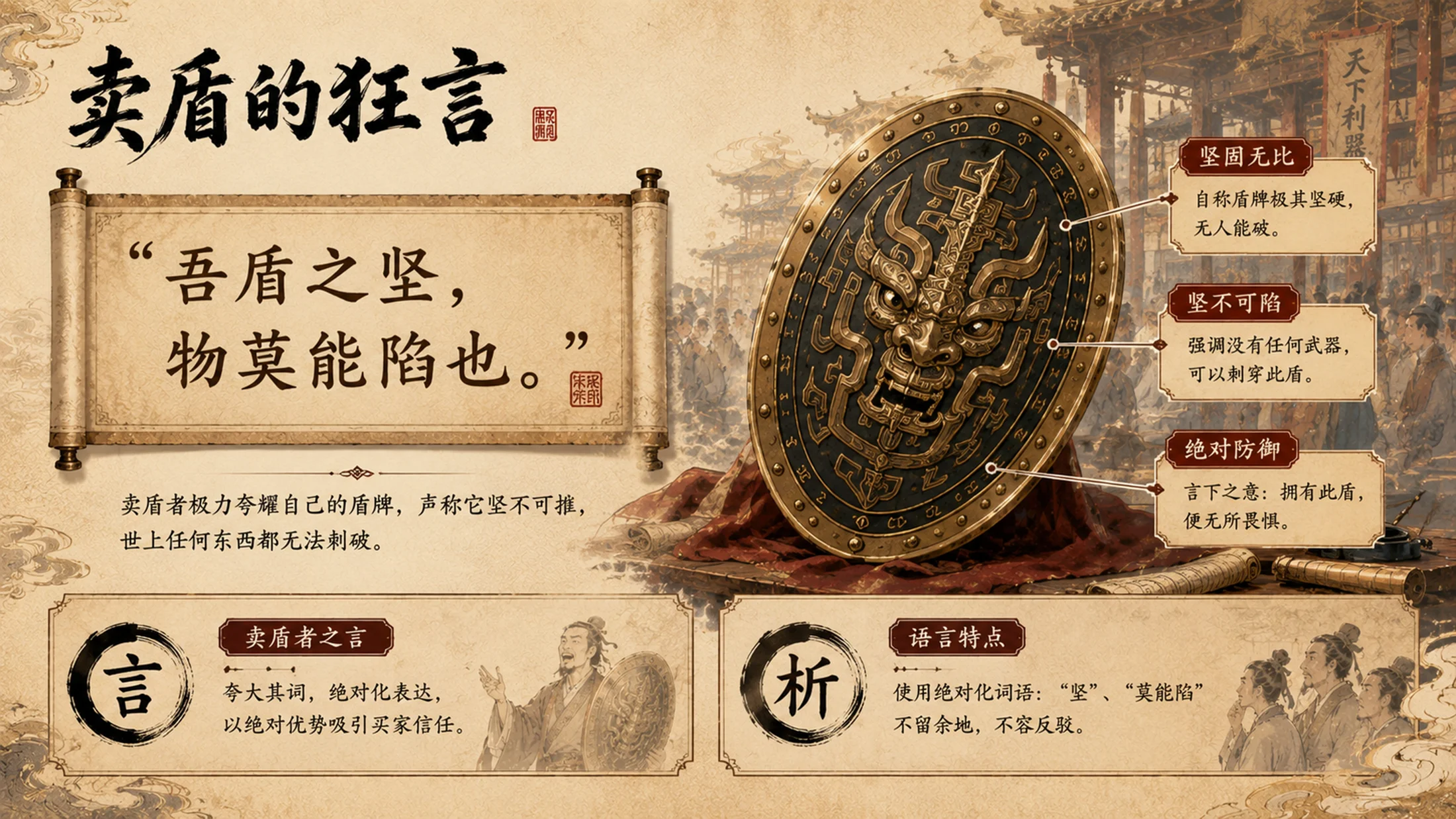 部编版小学语文五年级下册《自相矛盾》PPT课件｜古风寓言文言文公开课模板 - 预览图9
