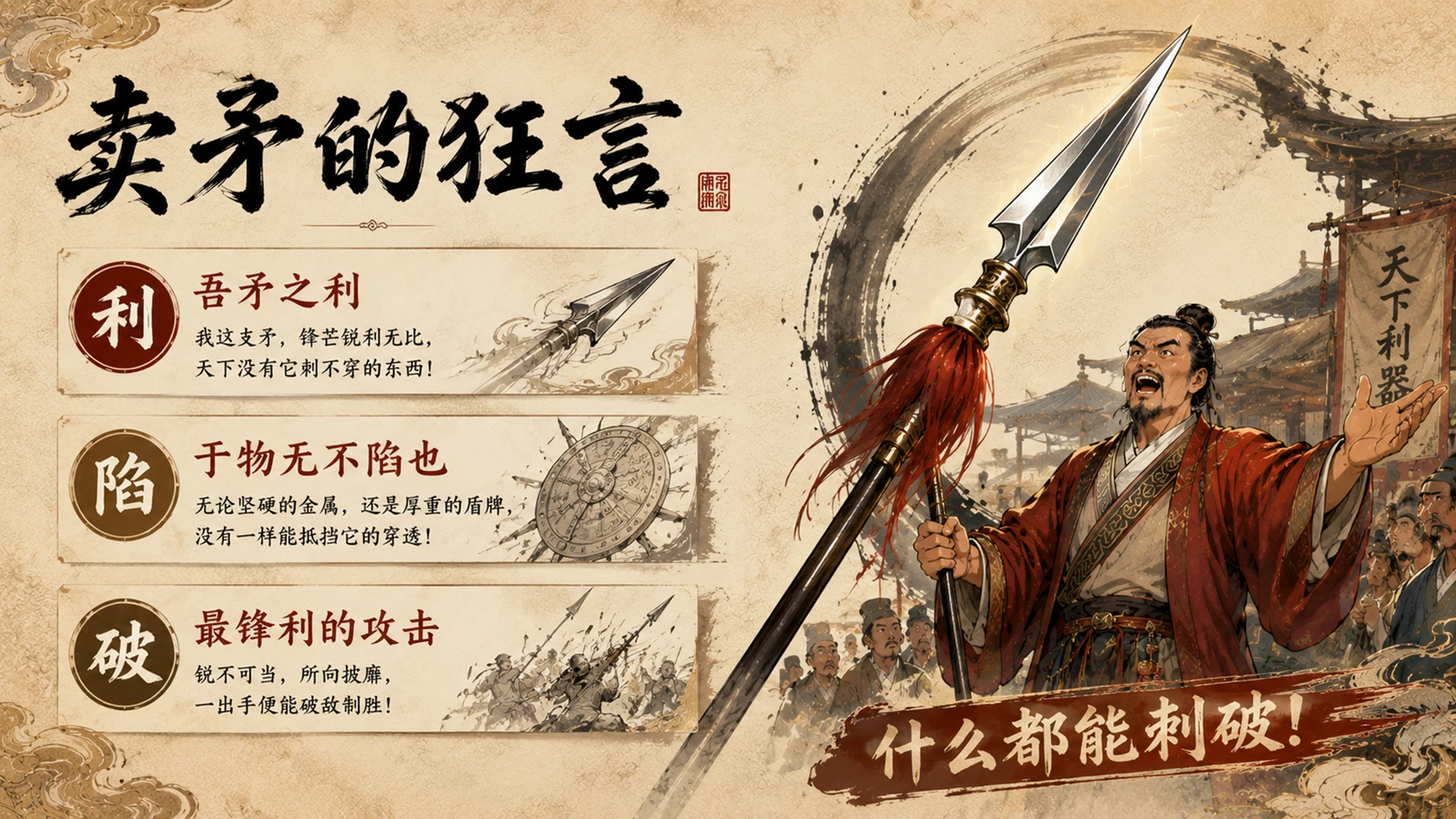 部编版小学语文五年级下册《自相矛盾》PPT课件｜古风寓言文言文公开课模板 - 预览图10