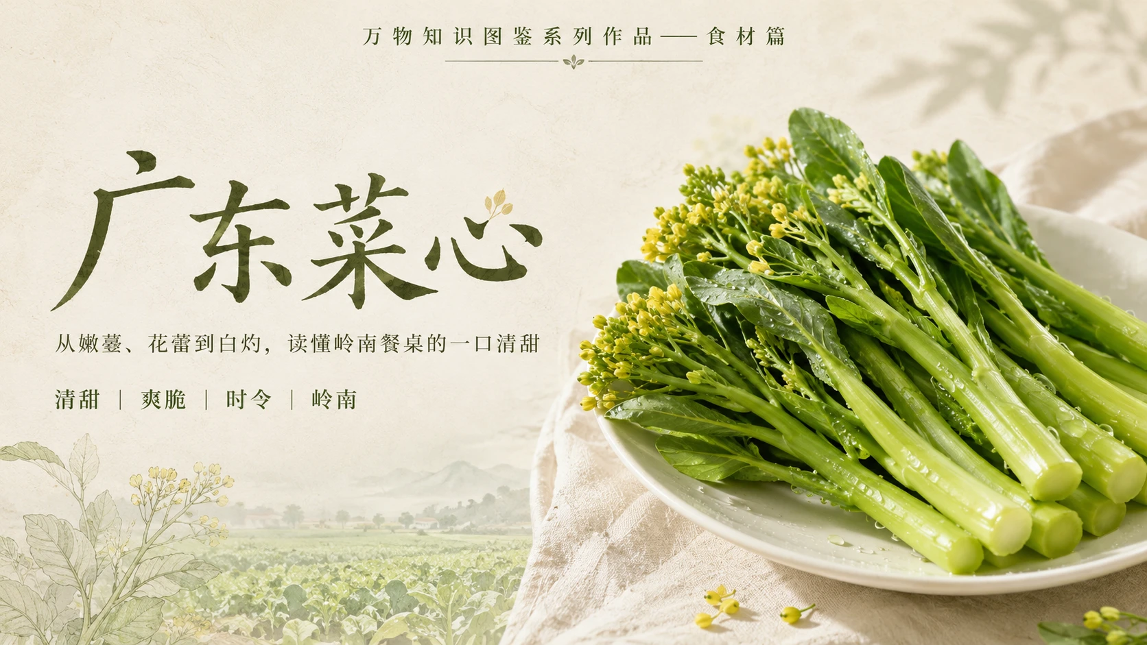 万物知识图鉴系列作品PPT——广东菜心 - 预览图1