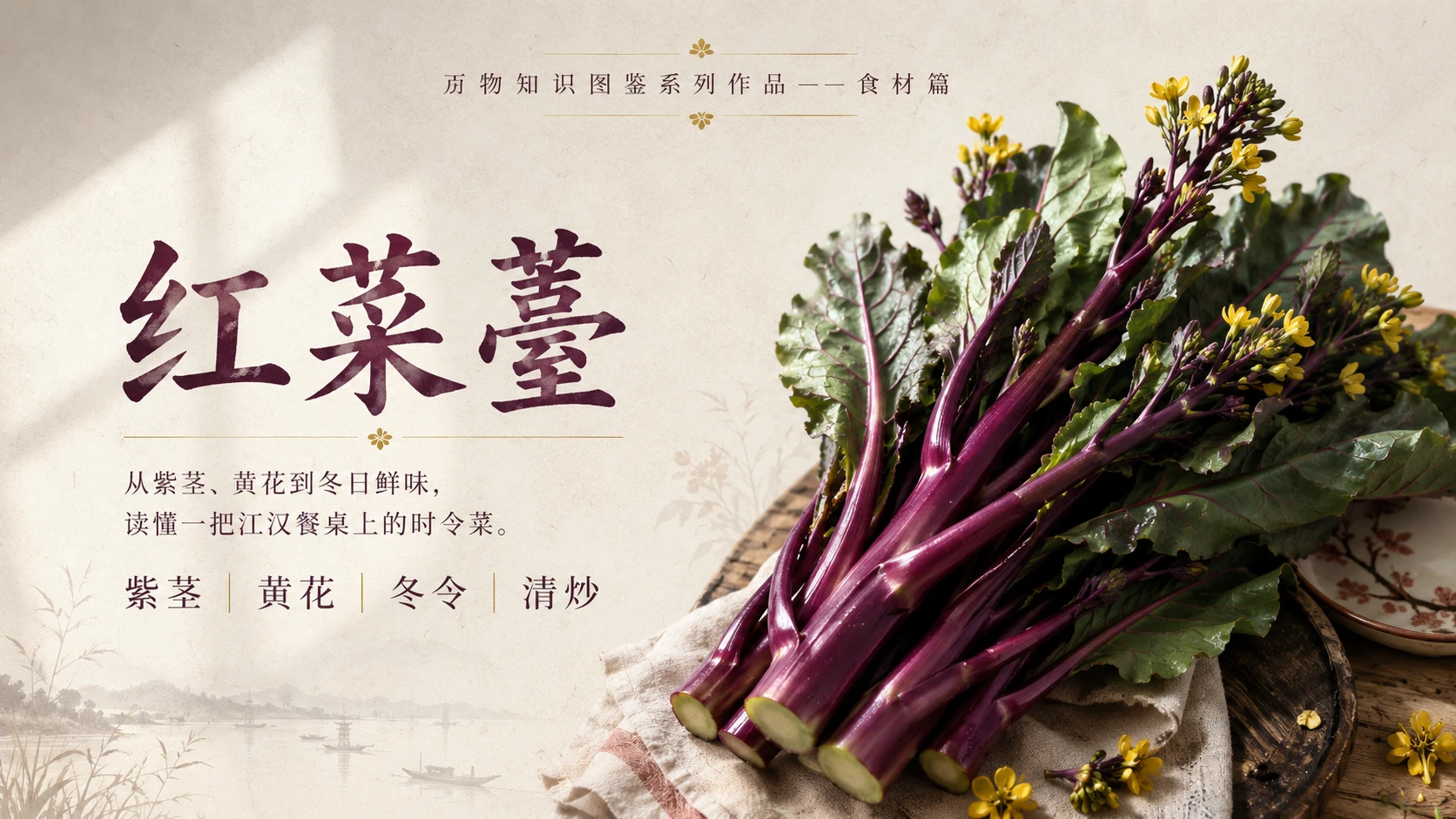 万物知识图鉴系列作品PPT——红菜薹 - 预览图1