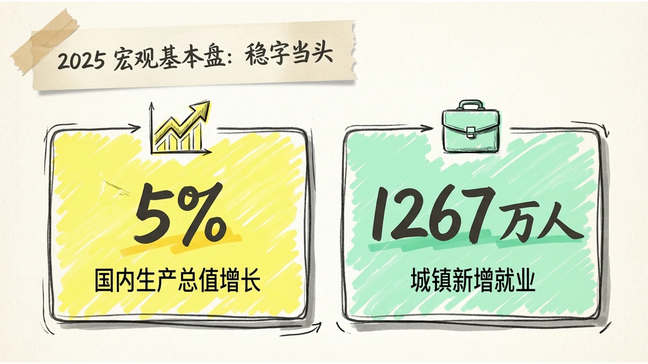 手绘图解风格2026政府报告极简图解PPT - 预览图1
